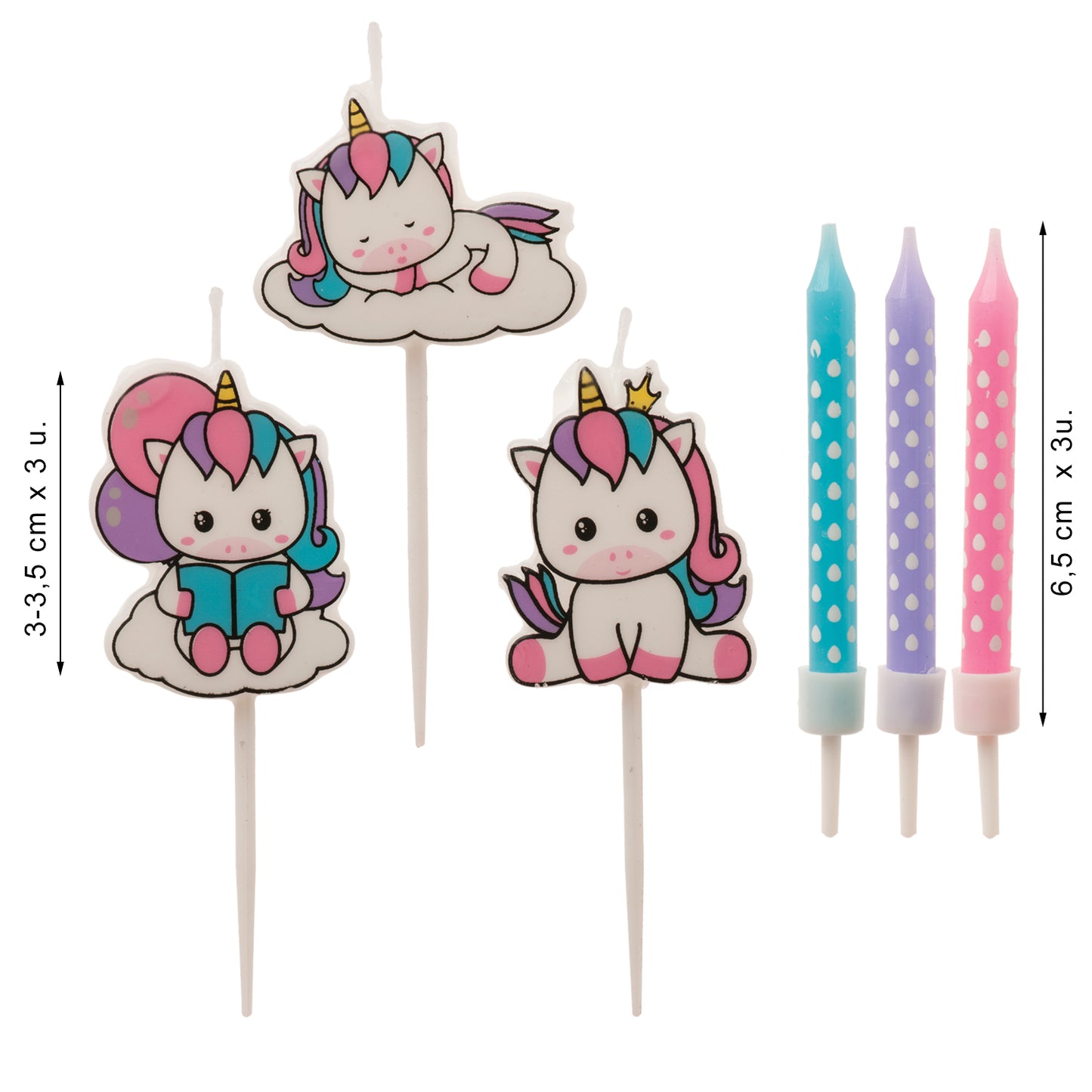 MIX BOUGIES D'ANNIVERSAIRE LICORNE