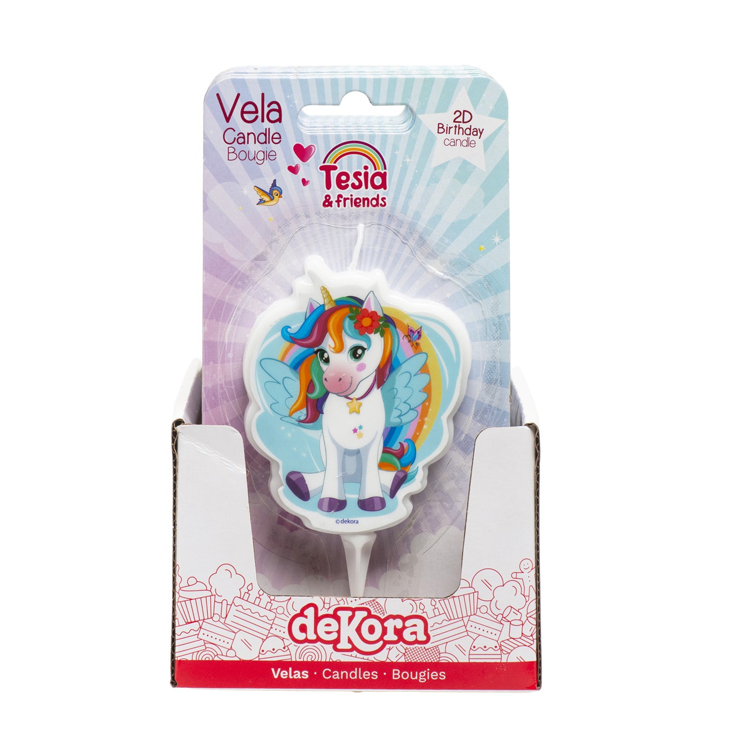 VELA ANIVERSARIO 2D UNICORN TESIA 7.5CM