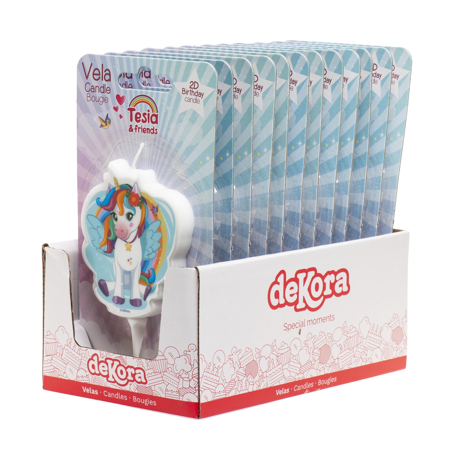 VELA ANIVERSARIO 2D UNICORN TESIA 7.5CM