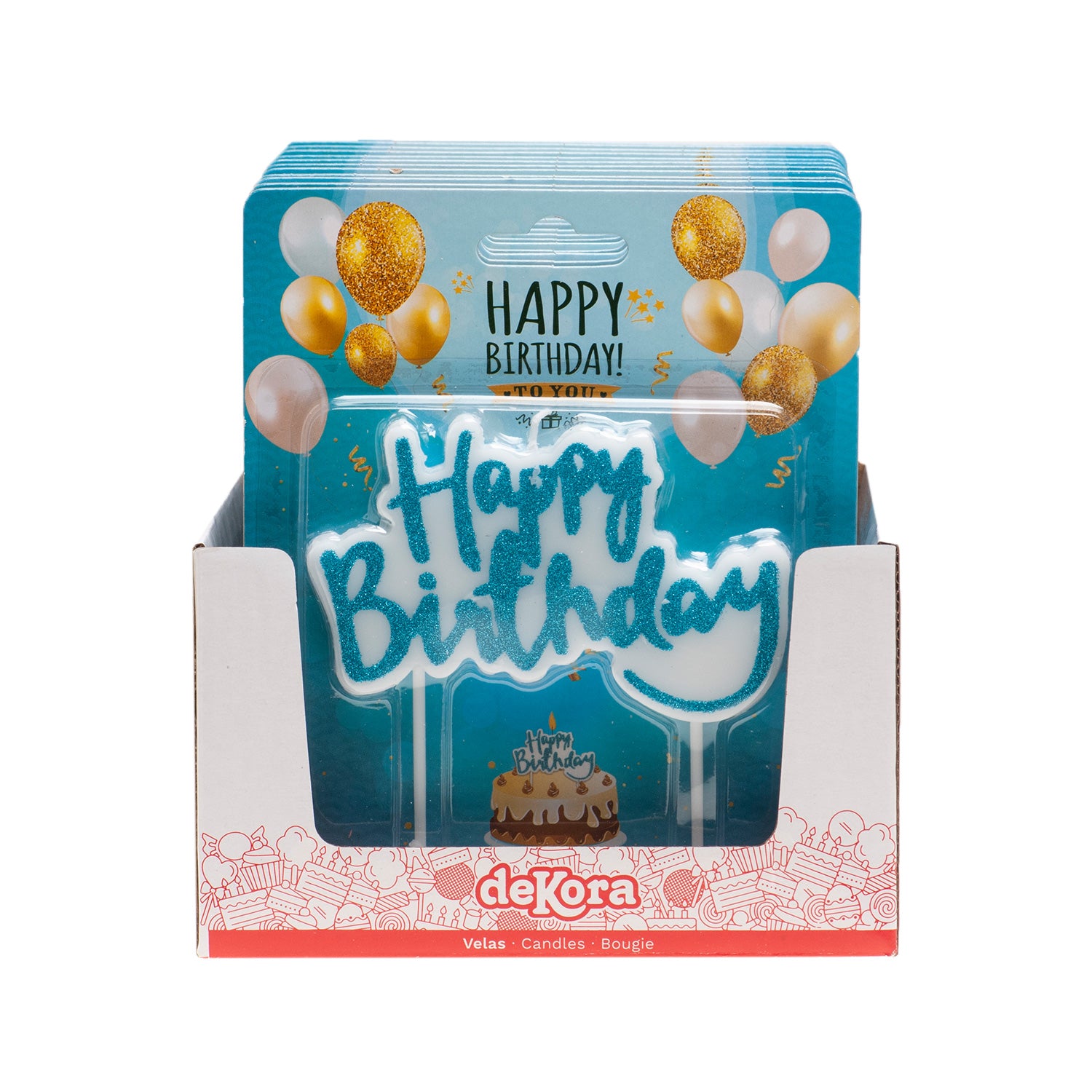 VELA DE ANIVERSÁRIO HAPPY BIRTHDAY AZUL 10X6,5CM