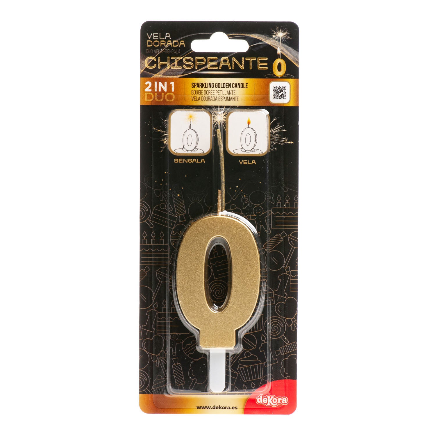 VELAS DE ANIVERSÁRIO DE OURO ESPUMANTE Nº0