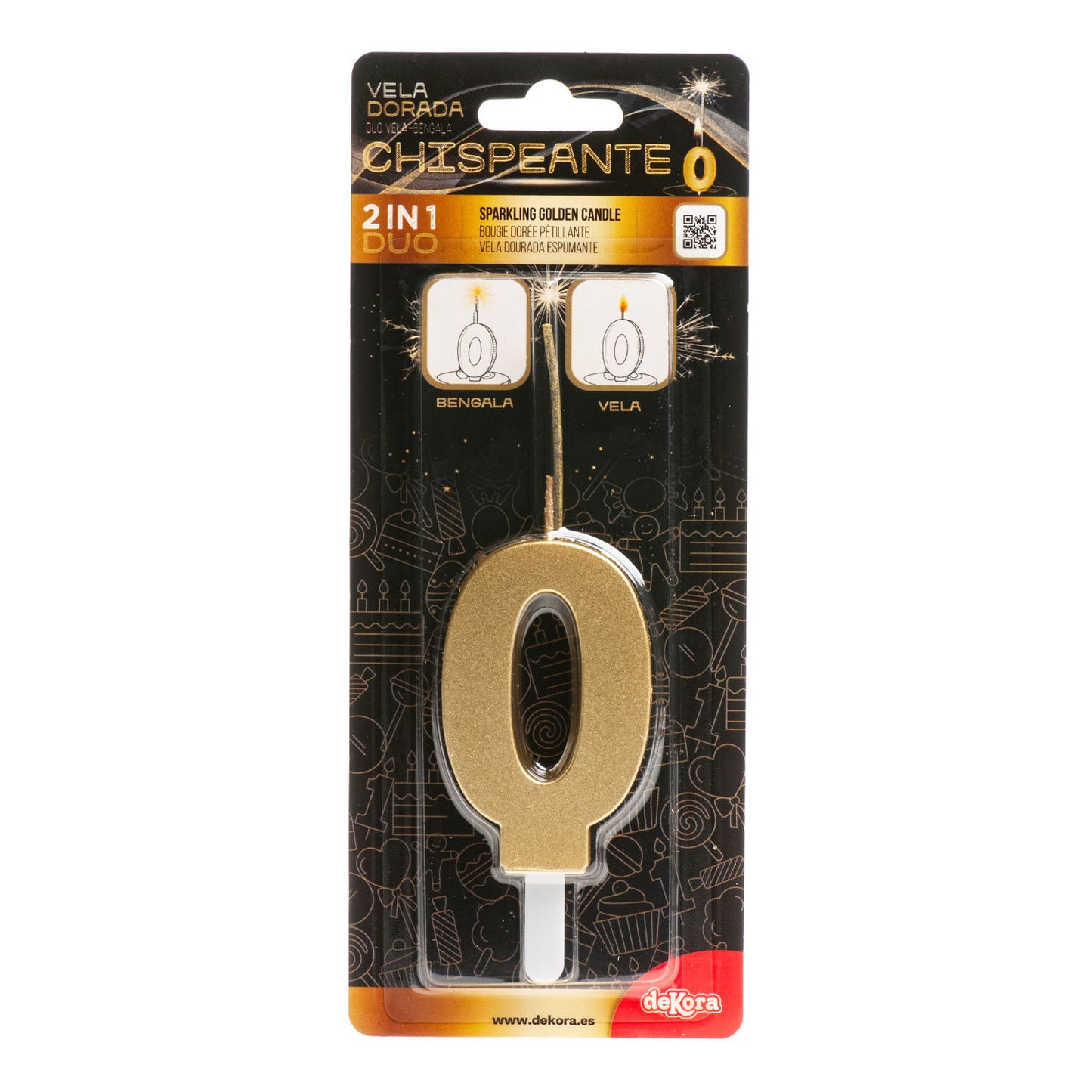 VELAS DE ANIVERSÁRIO DE OURO ESPUMANTE Nº0