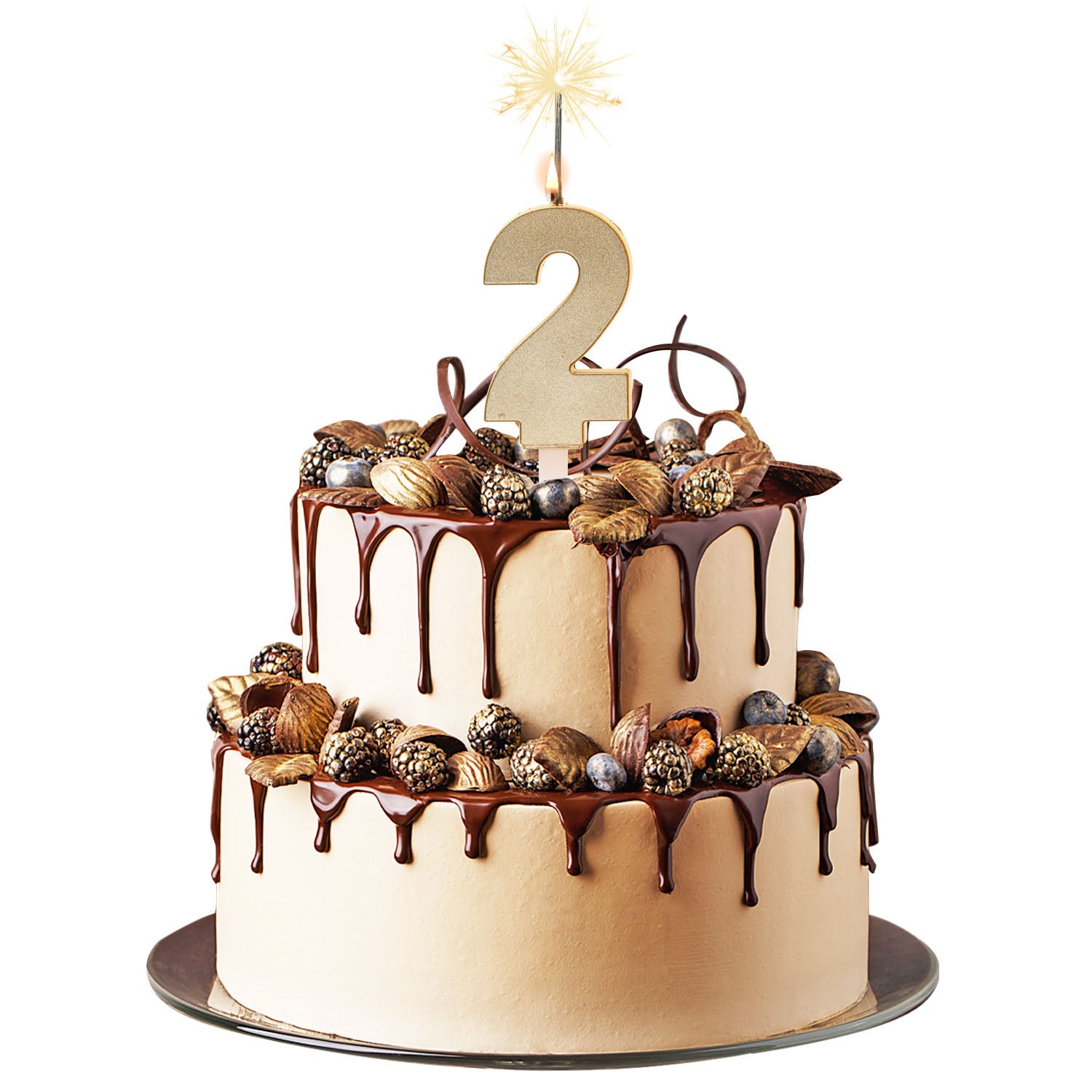 VELAS CHISPEANTES DE CUMPLEAÑOS ORO Nº2