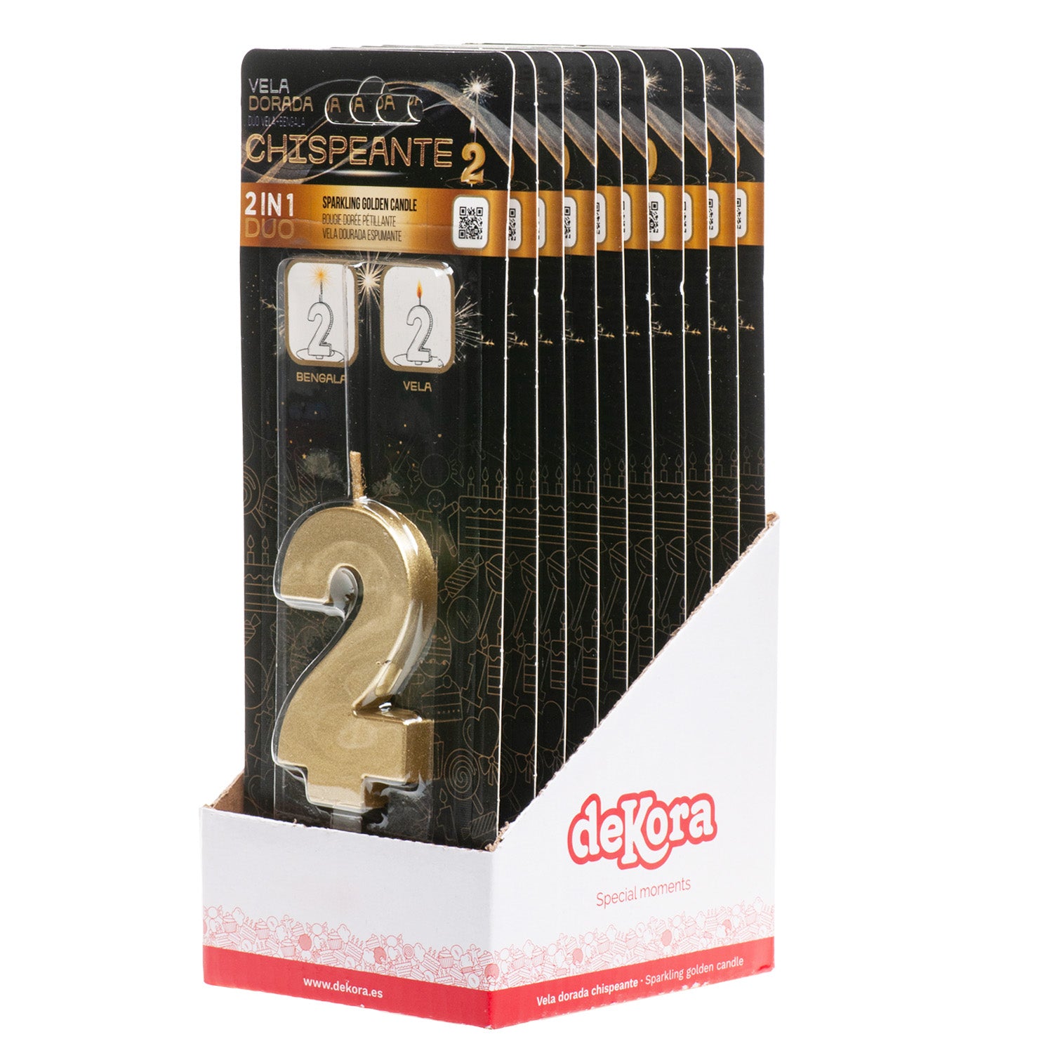 VELAS CHISPEANTES DE CUMPLEAÑOS ORO Nº2