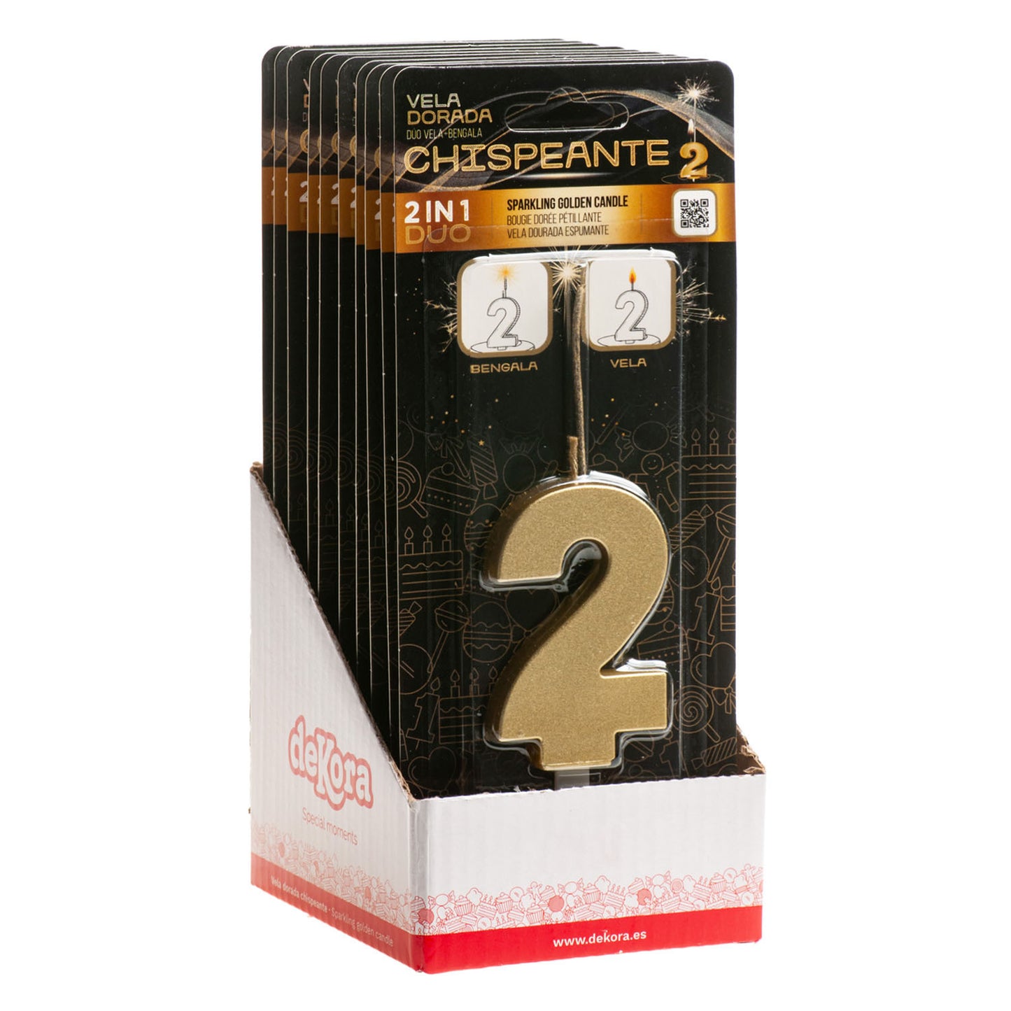 VELAS CHISPEANTES DE CUMPLEAÑOS ORO Nº2