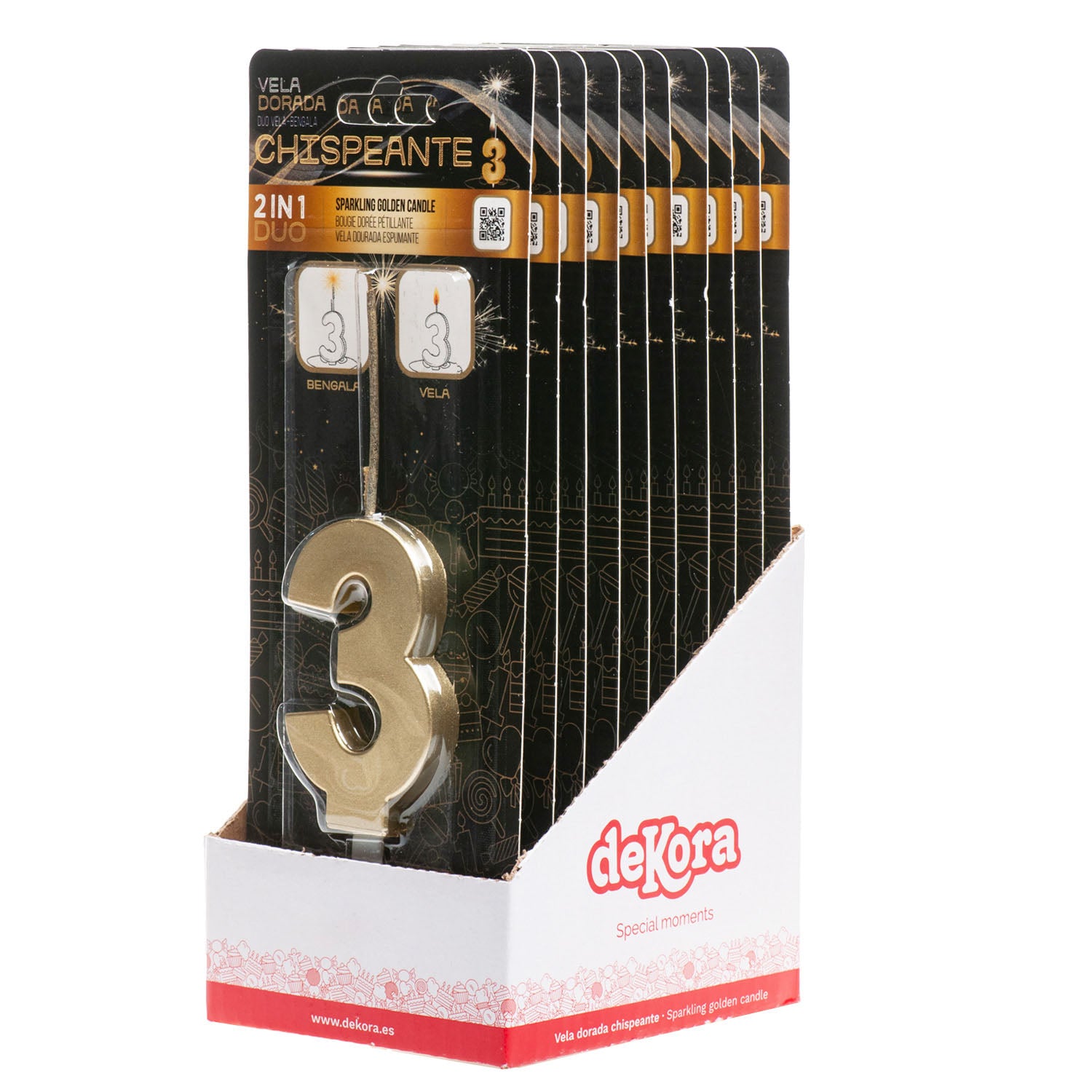 VELAS DE ANIVERSÁRIO DE OURO ESPUMANTE Nº3