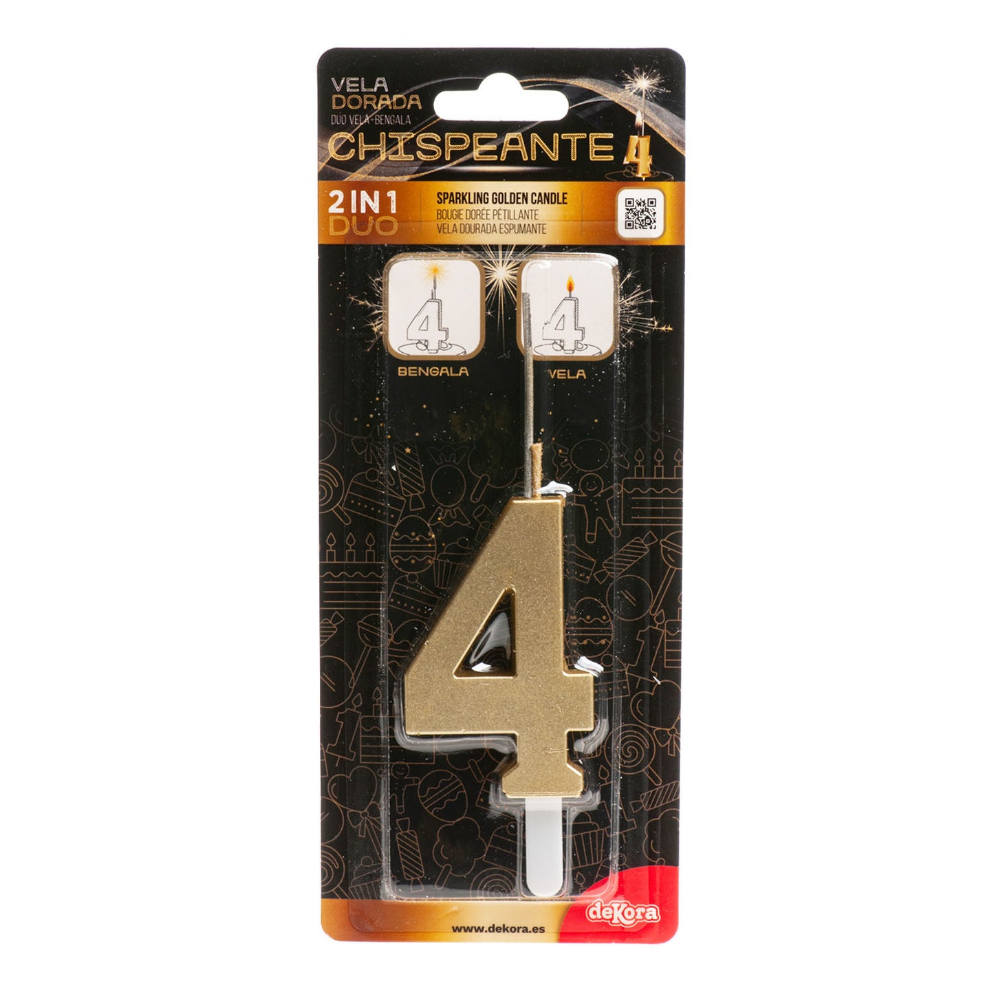 VELAS CHISPEANTES DE CUMPLEAÑOS ORO Nº4