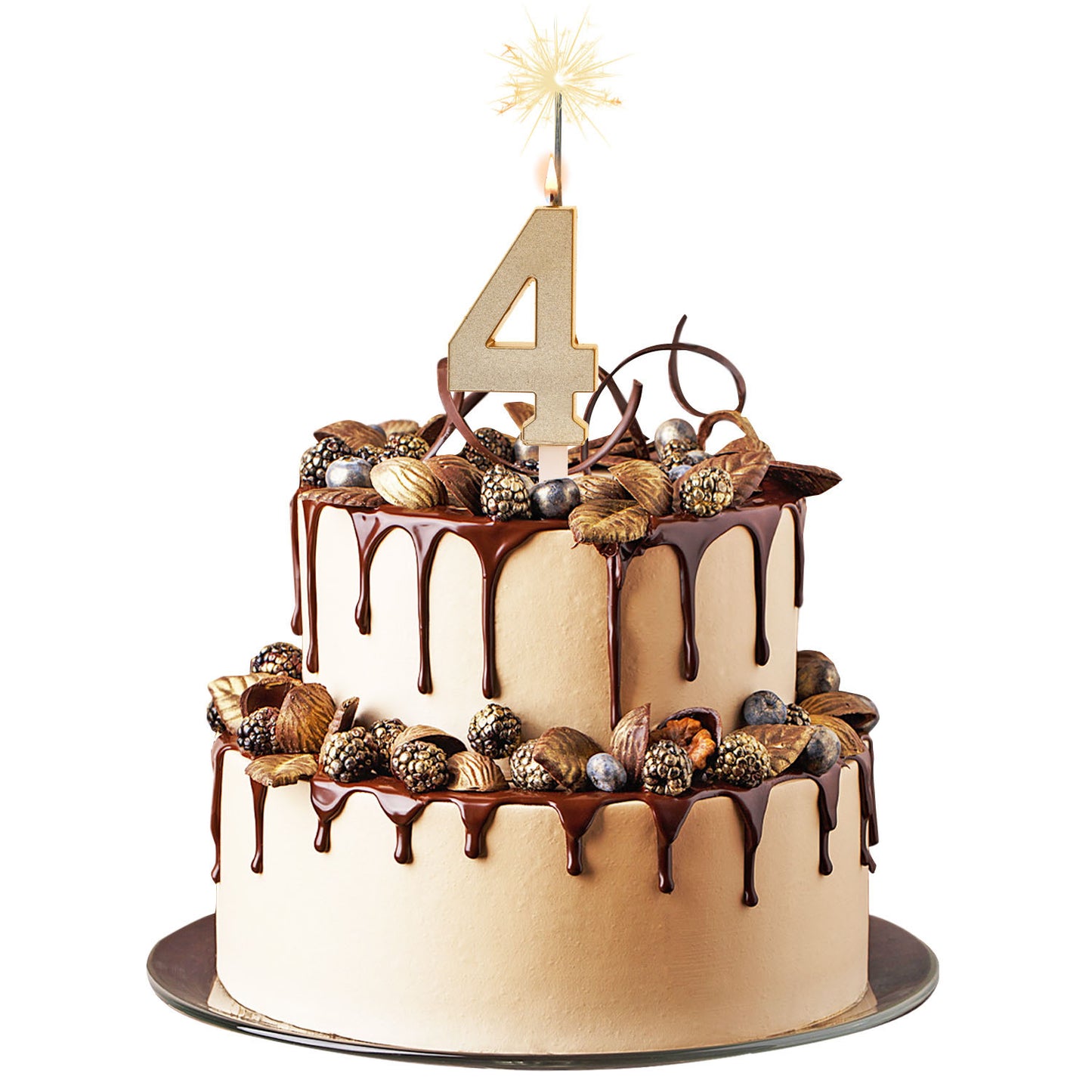 VELAS CHISPEANTES DE CUMPLEAÑOS ORO Nº4