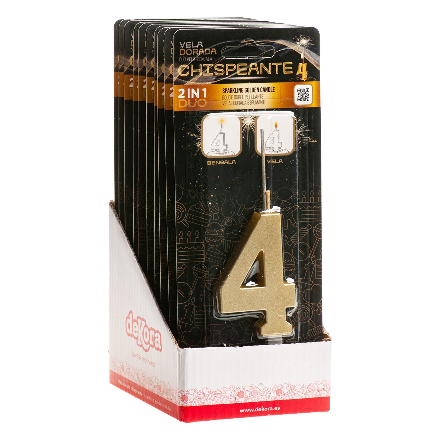 VELAS CHISPEANTES DE CUMPLEAÑOS ORO Nº4