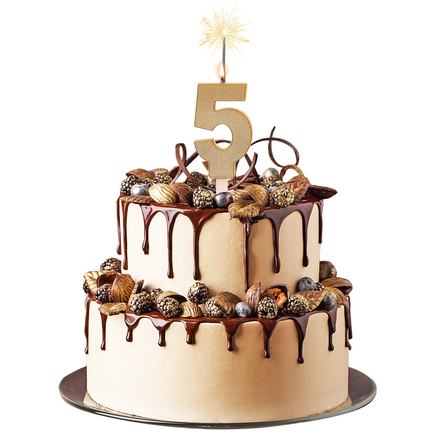 VELAS CHISPEANTES DE CUMPLEAÑOS ORO Nº5