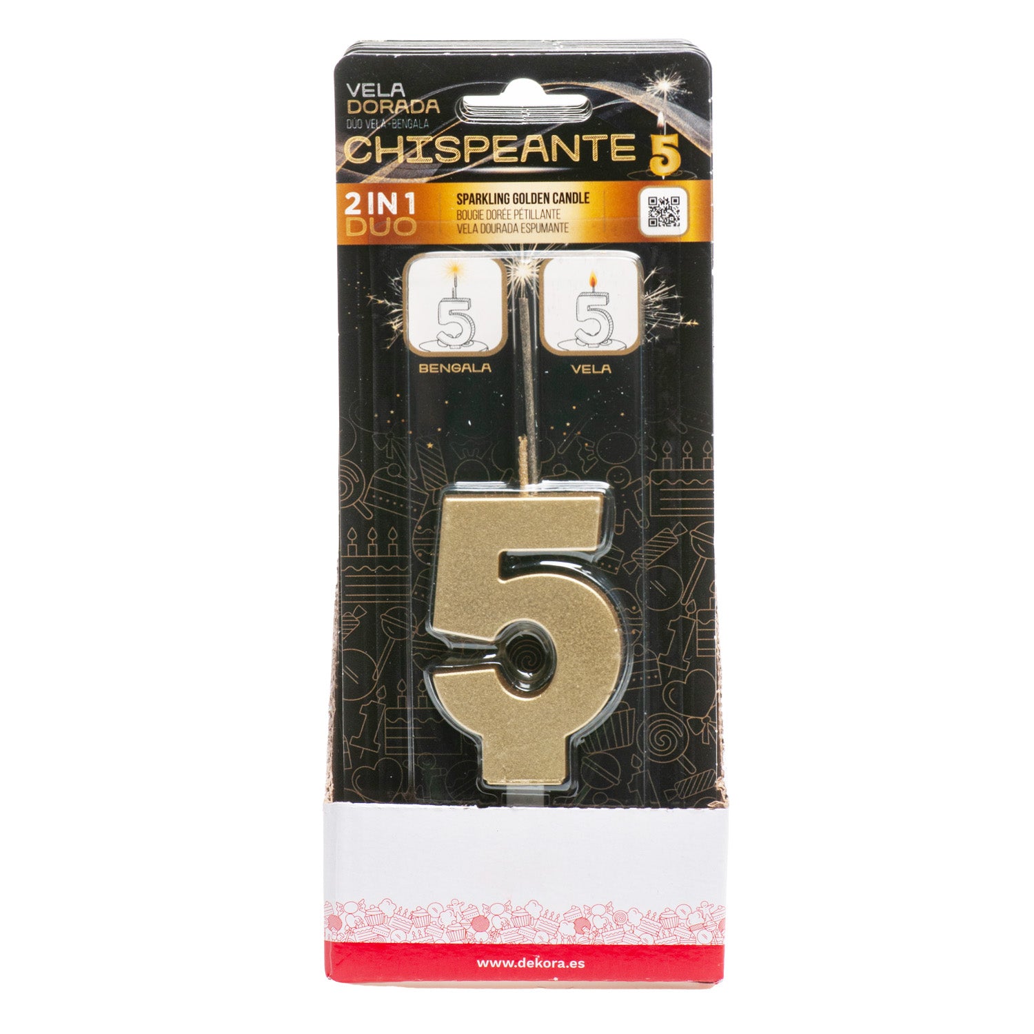 BOUGIES D'ANNIVERSAIRE PÉTILLANTES OR Nº5