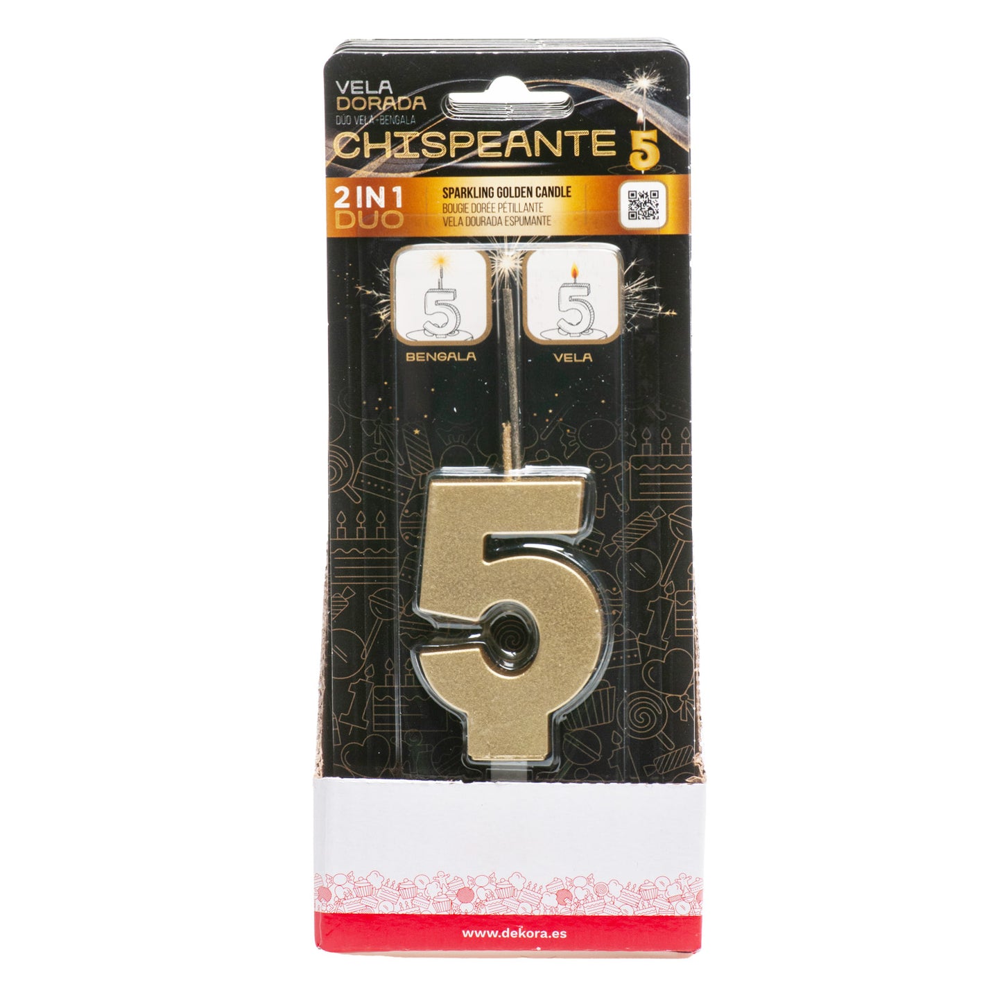 VELAS DE ANIVERSÁRIO DE OURO ESPUMANTE Nº5
