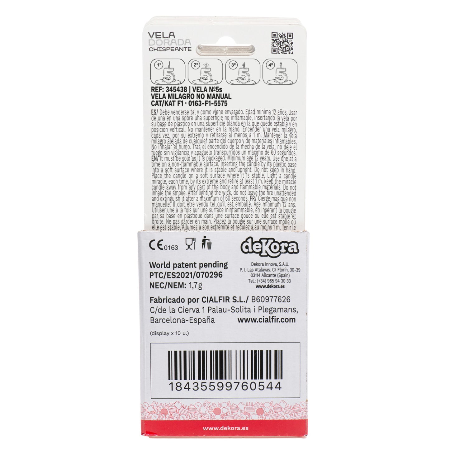 VELAS DE ANIVERSÁRIO DE OURO ESPUMANTE Nº5