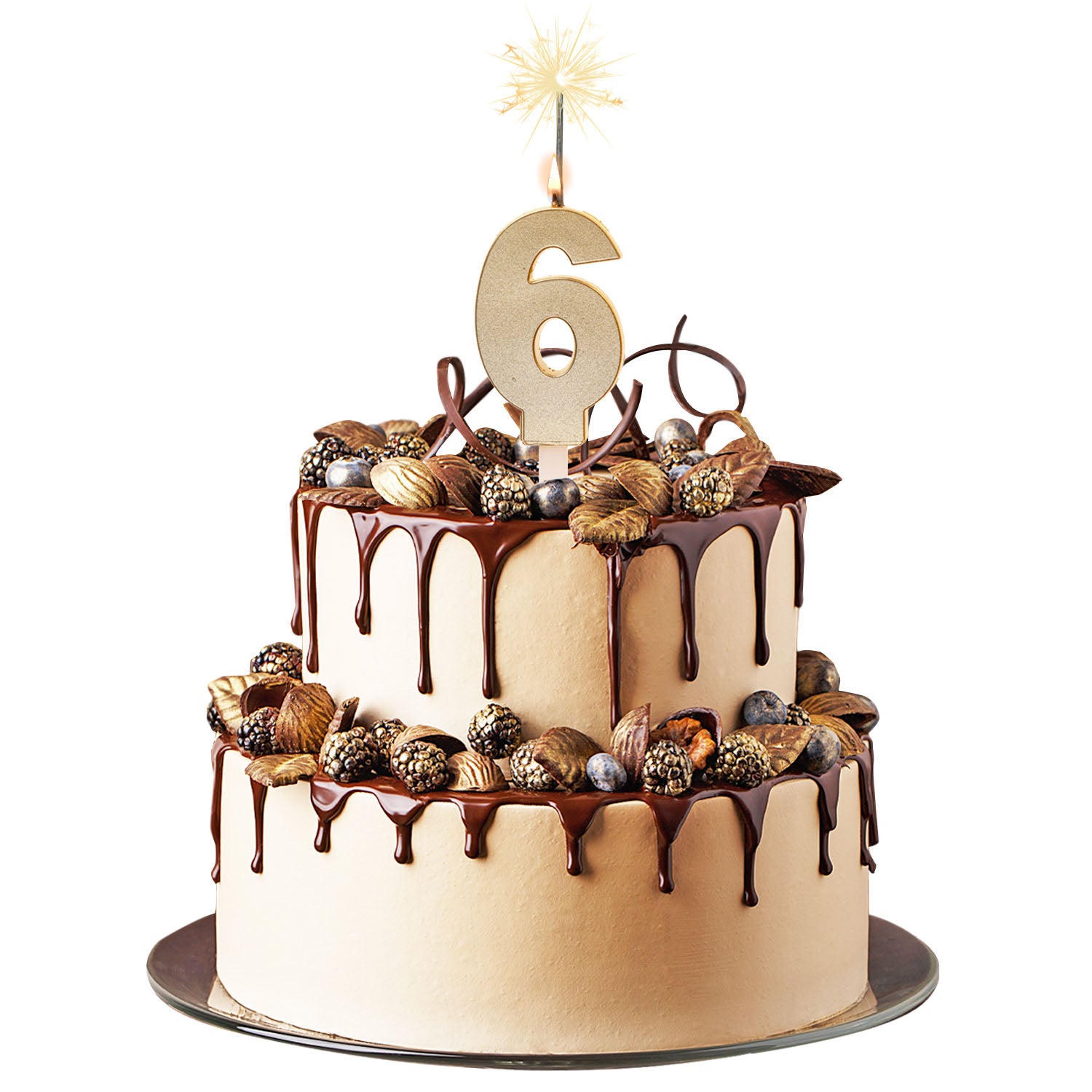 VELAS DE ANIVERSÁRIO DE OURO ESPUMANTE Nº6