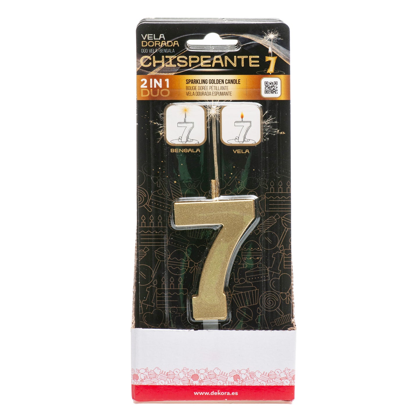 VELAS DE ANIVERSÁRIO DE OURO ESPUMANTE Nº7