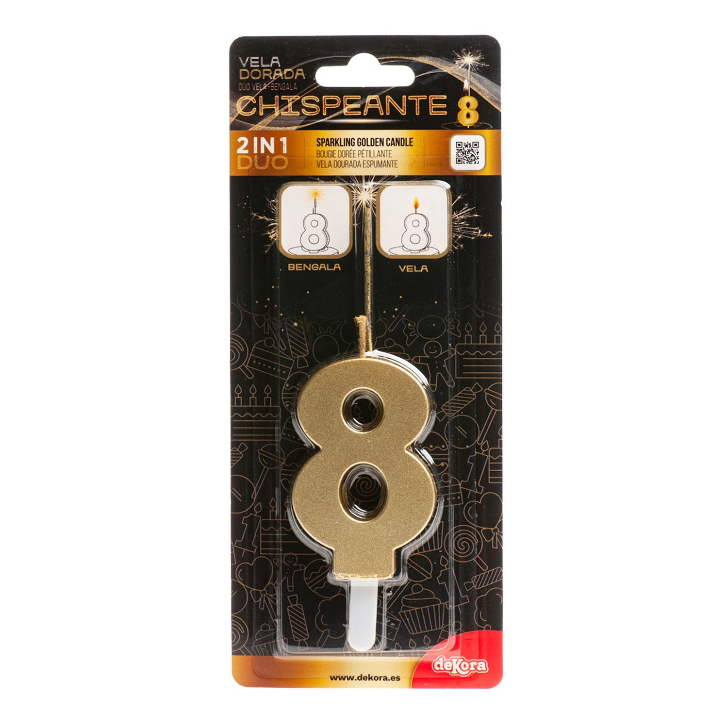 VELAS DE ANIVERSÁRIO DE OURO ESPUMANTE Nº8
