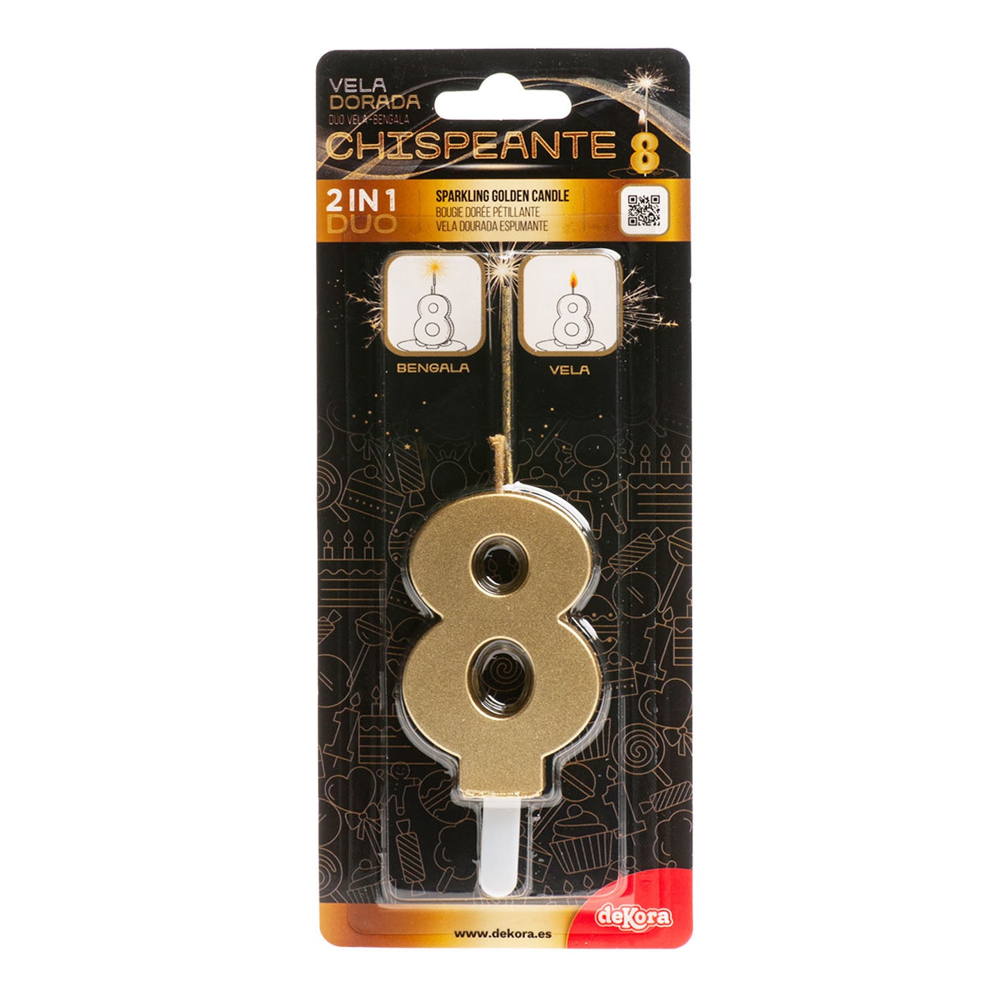 VELAS DE ANIVERSÁRIO DE OURO ESPUMANTE Nº8