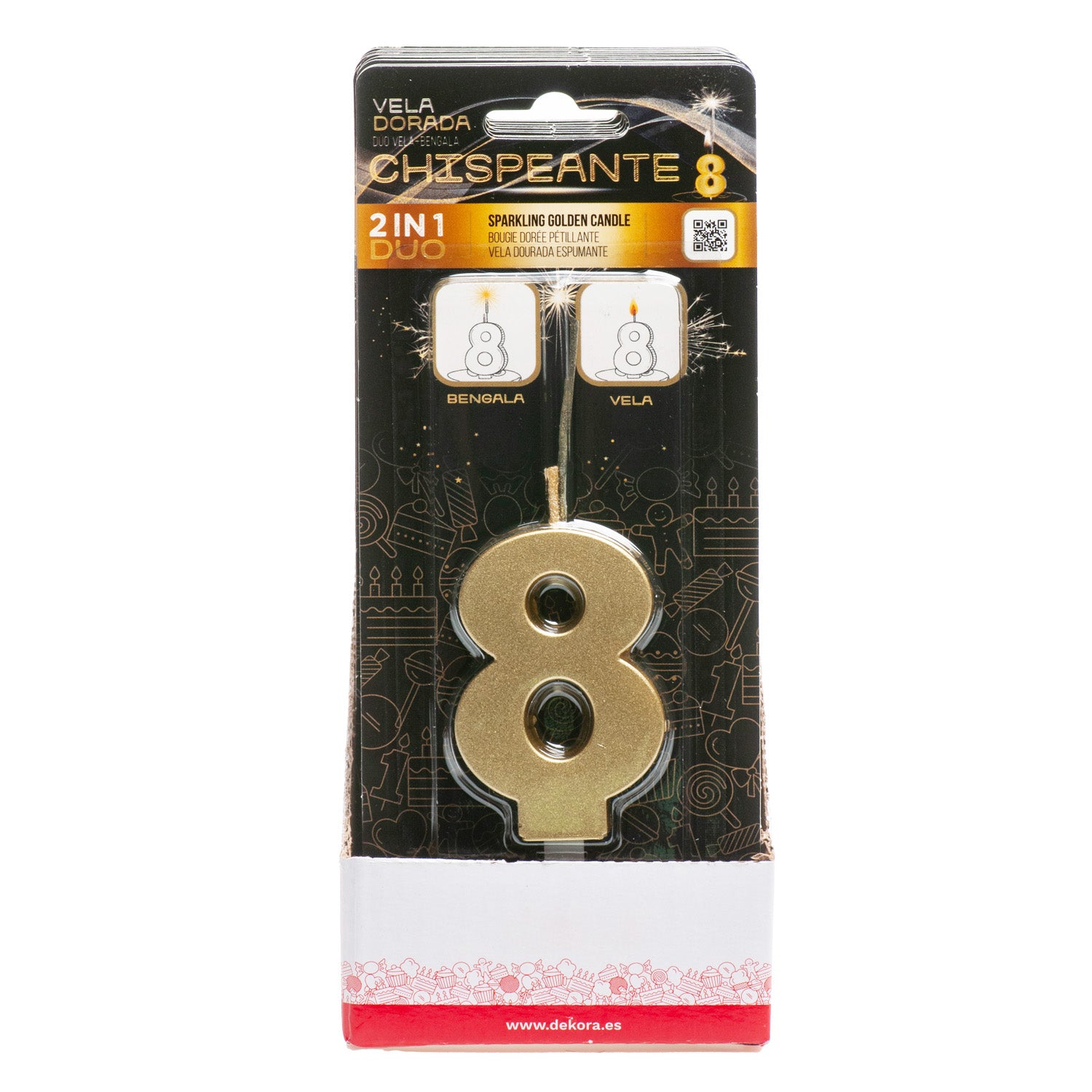 GOLDEN SPARKLING BIRTHDAY CANDLES Nº8