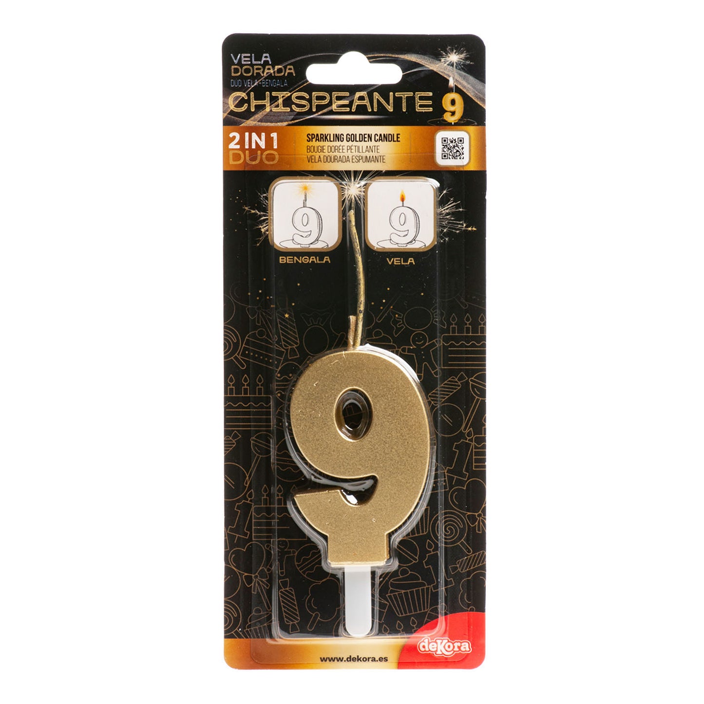 GOLDEN SPARKLING BIRTHDAY CANDLES Nº9
