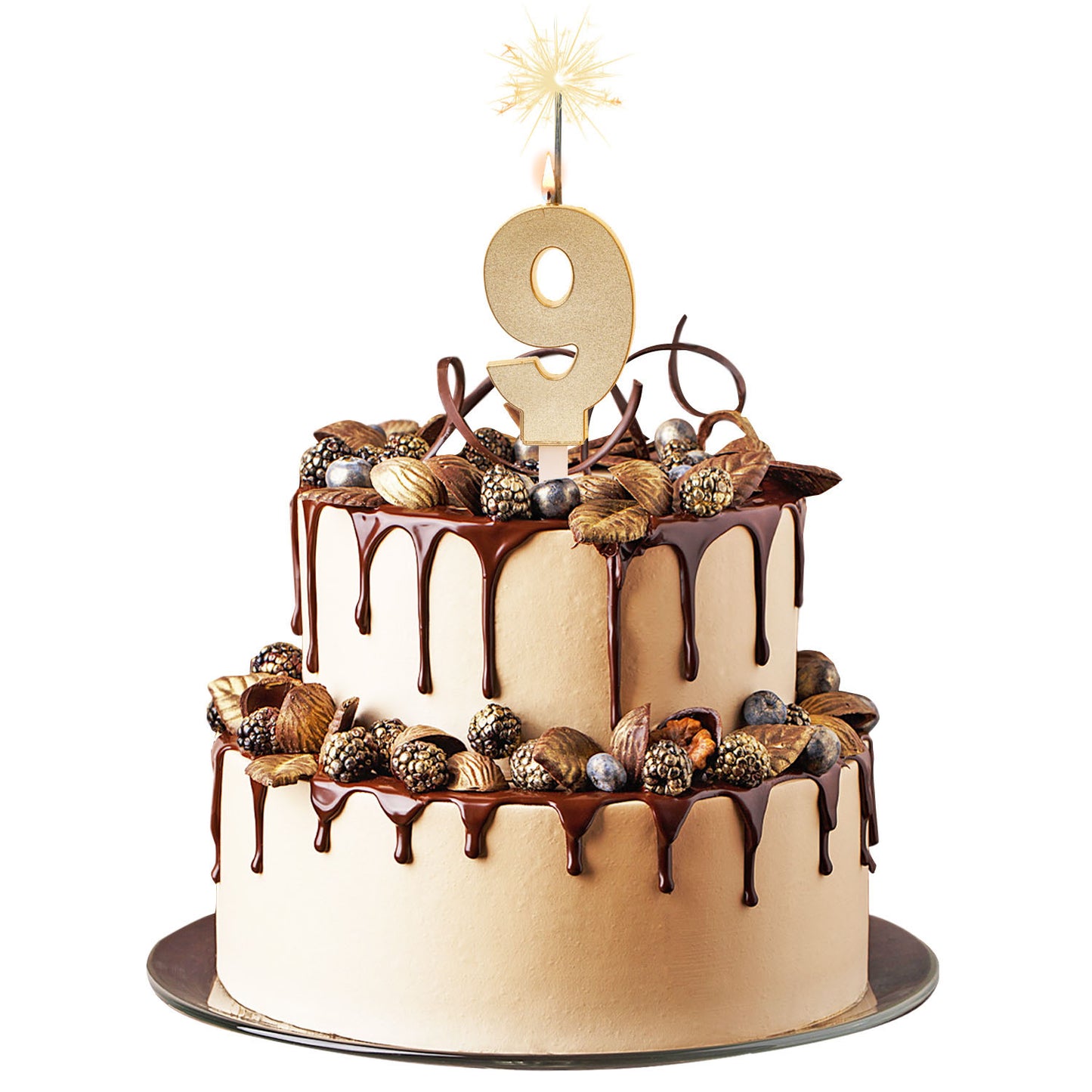 VELAS CHISPEANTES DE CUMPLEAÑOS ORO Nº9