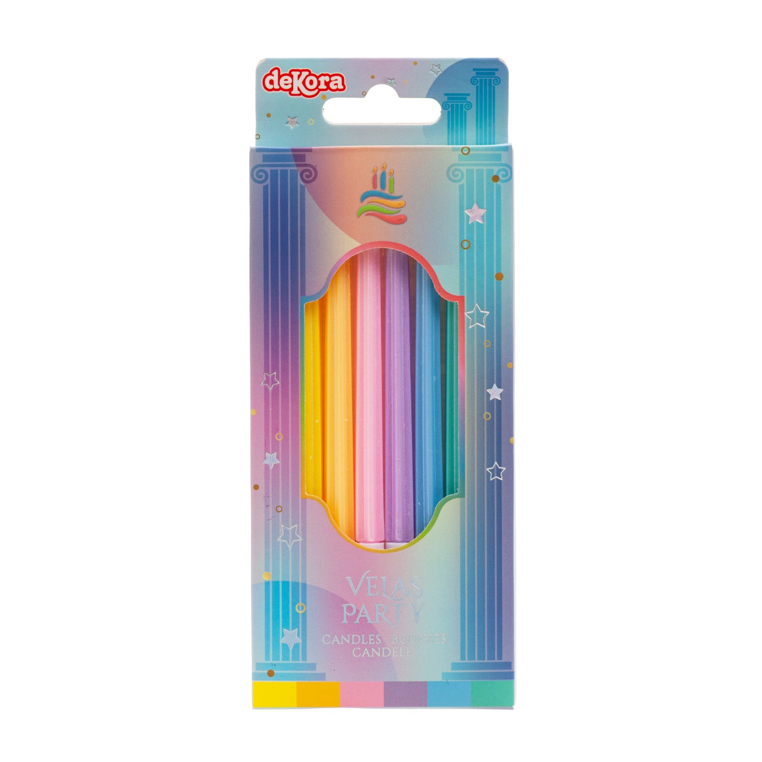 BOUGIES D'ANNIVERSAIRE DE FÊTE COLONNES COLORÉES 12CM