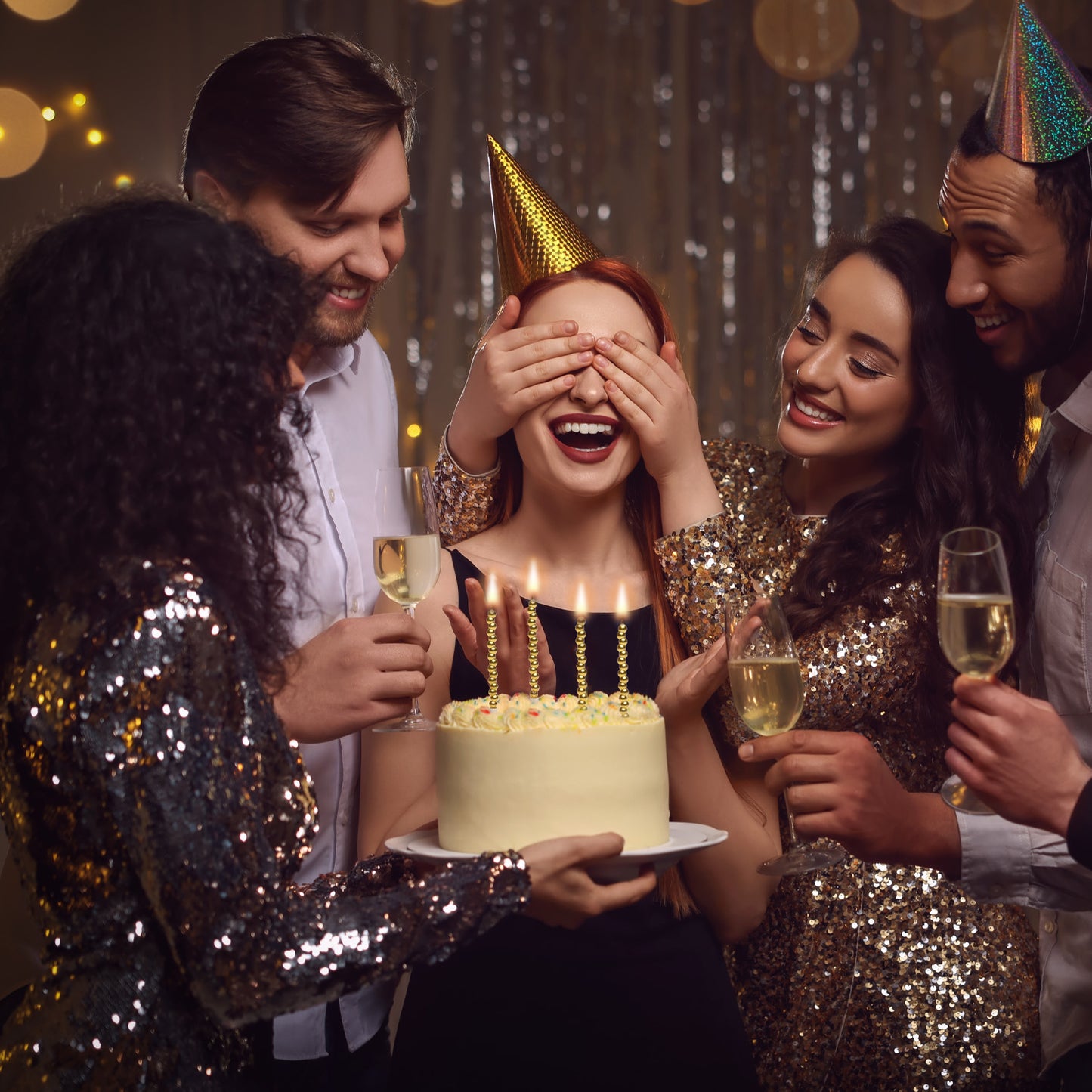 VELAS DOURADAS COM BOLHAS 14CM