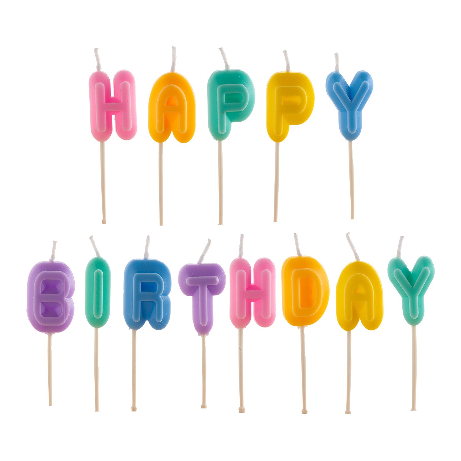 VELAS LETRAS HAPPY BIRTHDAY COLORES 8CM