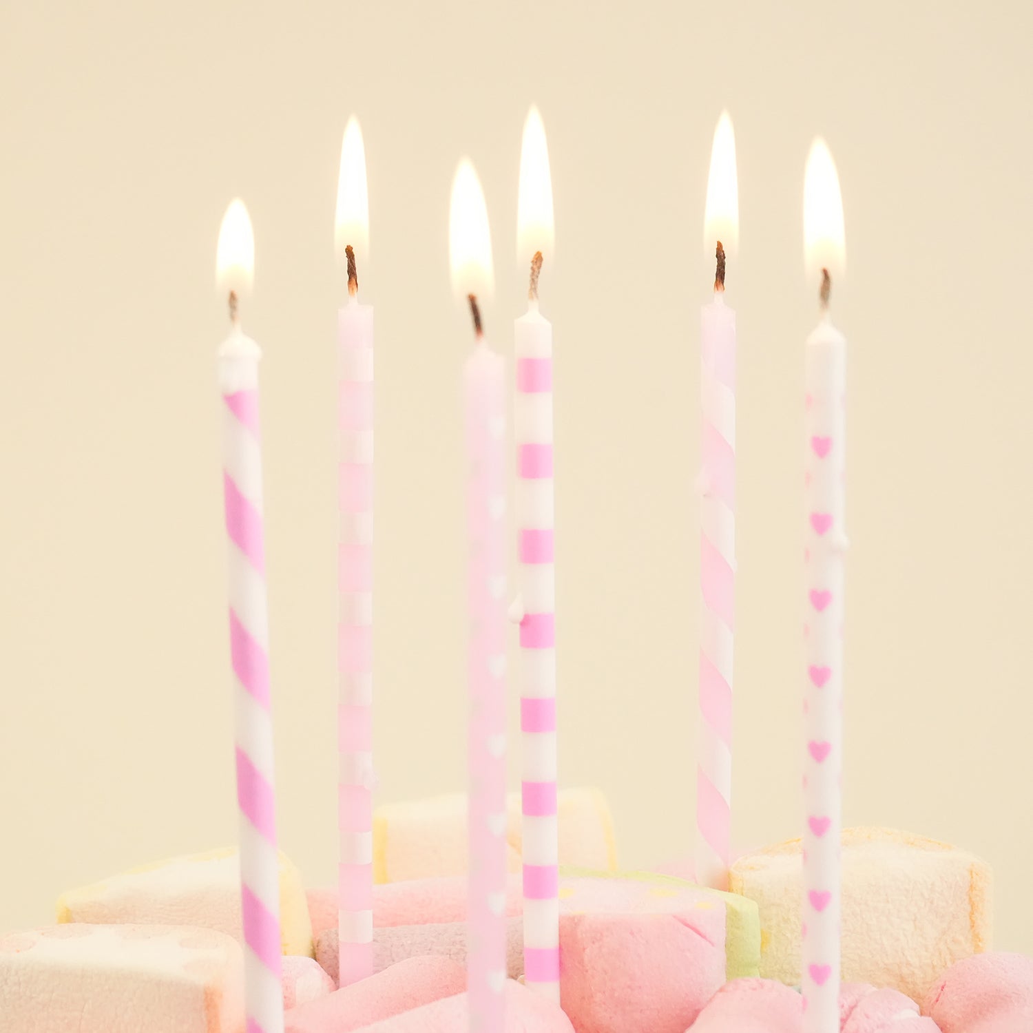 BOUGIES D'ANNIVERSAIRE ROSE MIX 13CM