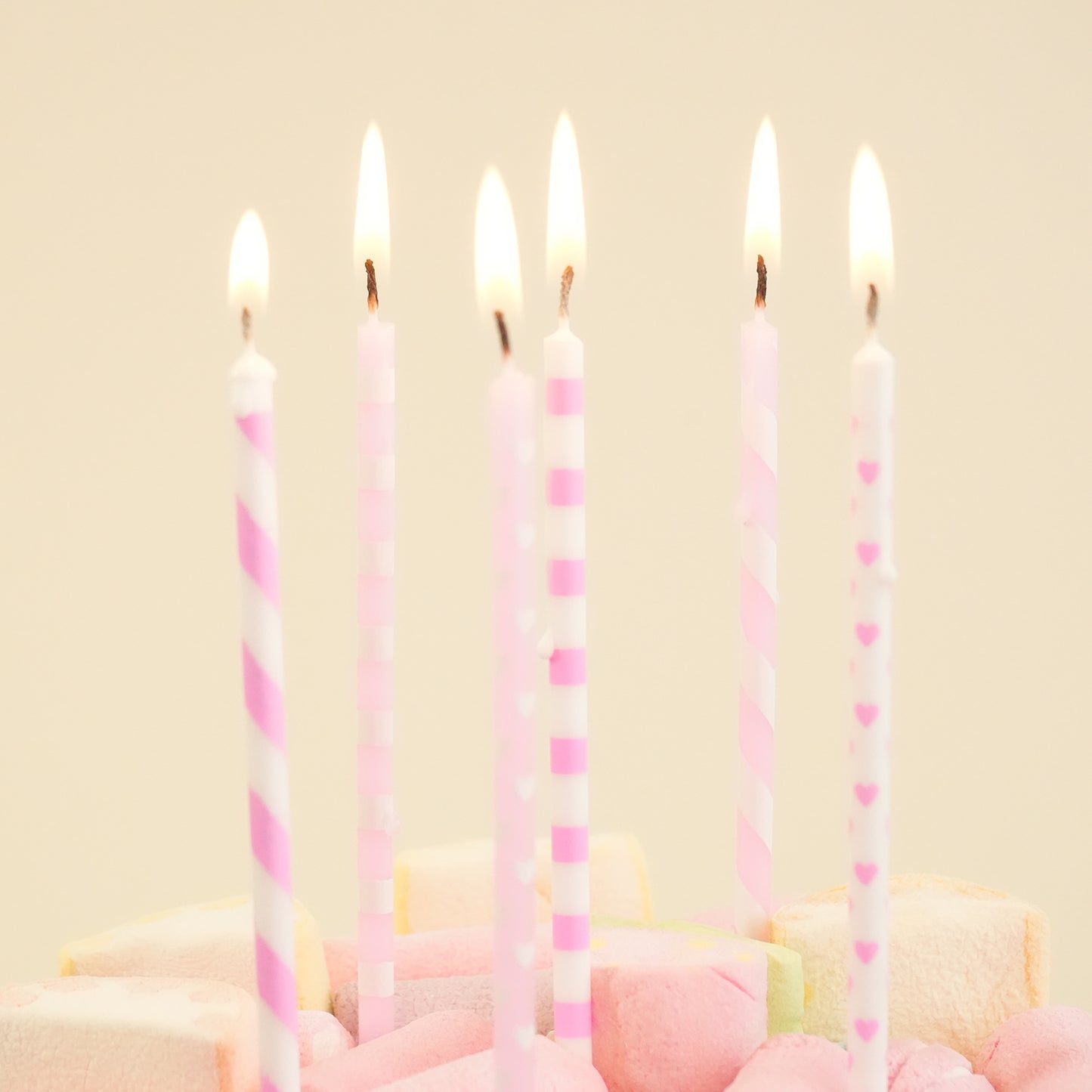 BOUGIES D'ANNIVERSAIRE ROSE MIX 13CM