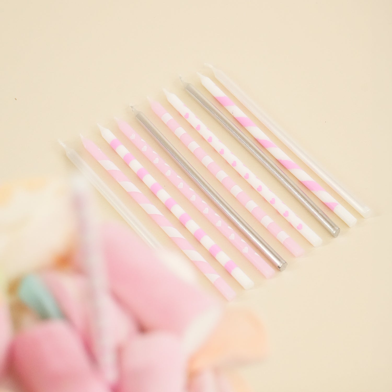 BOUGIES D'ANNIVERSAIRE ROSE MIX 13CM