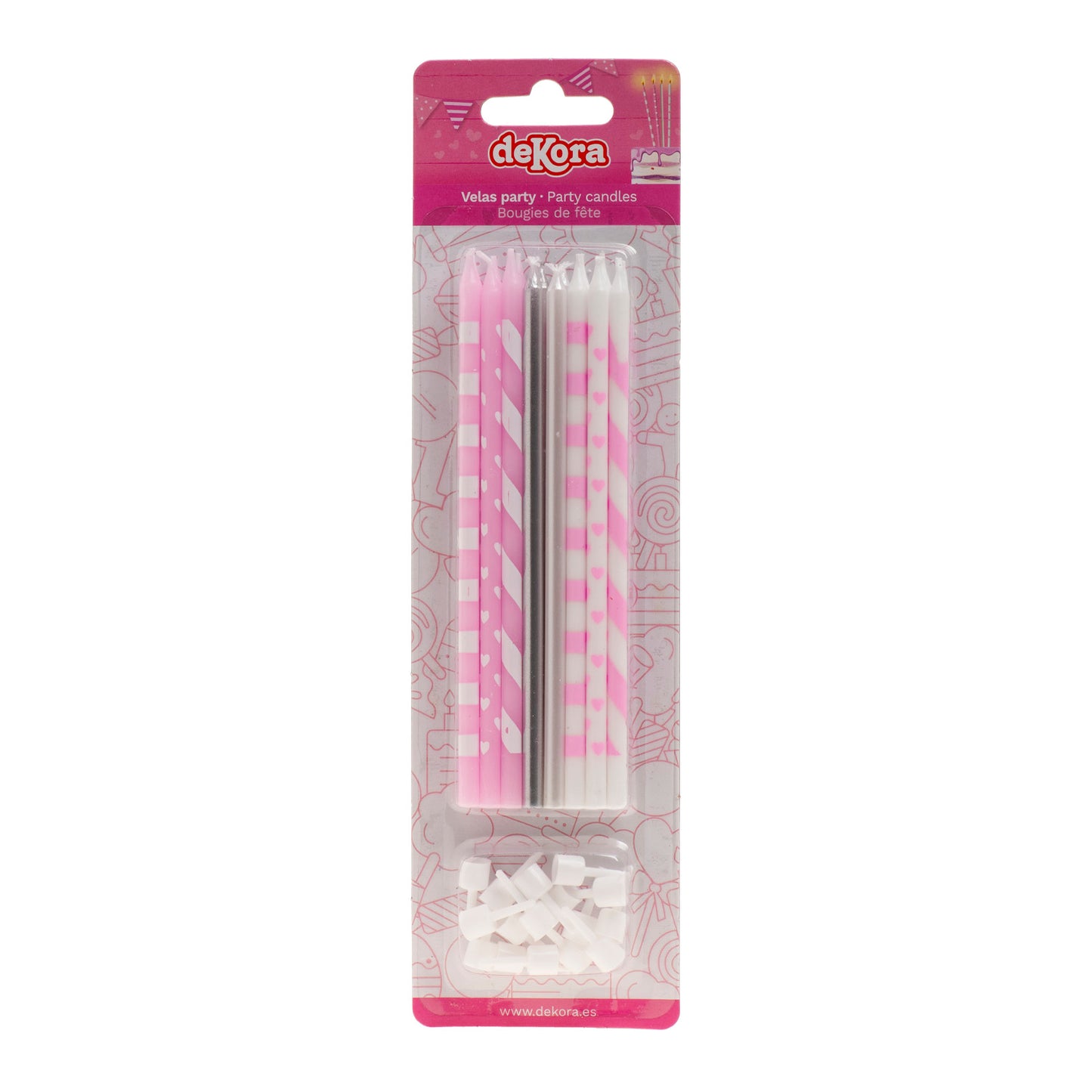 CANDELE DI COMPLEANNO MIX ROSA 13CM