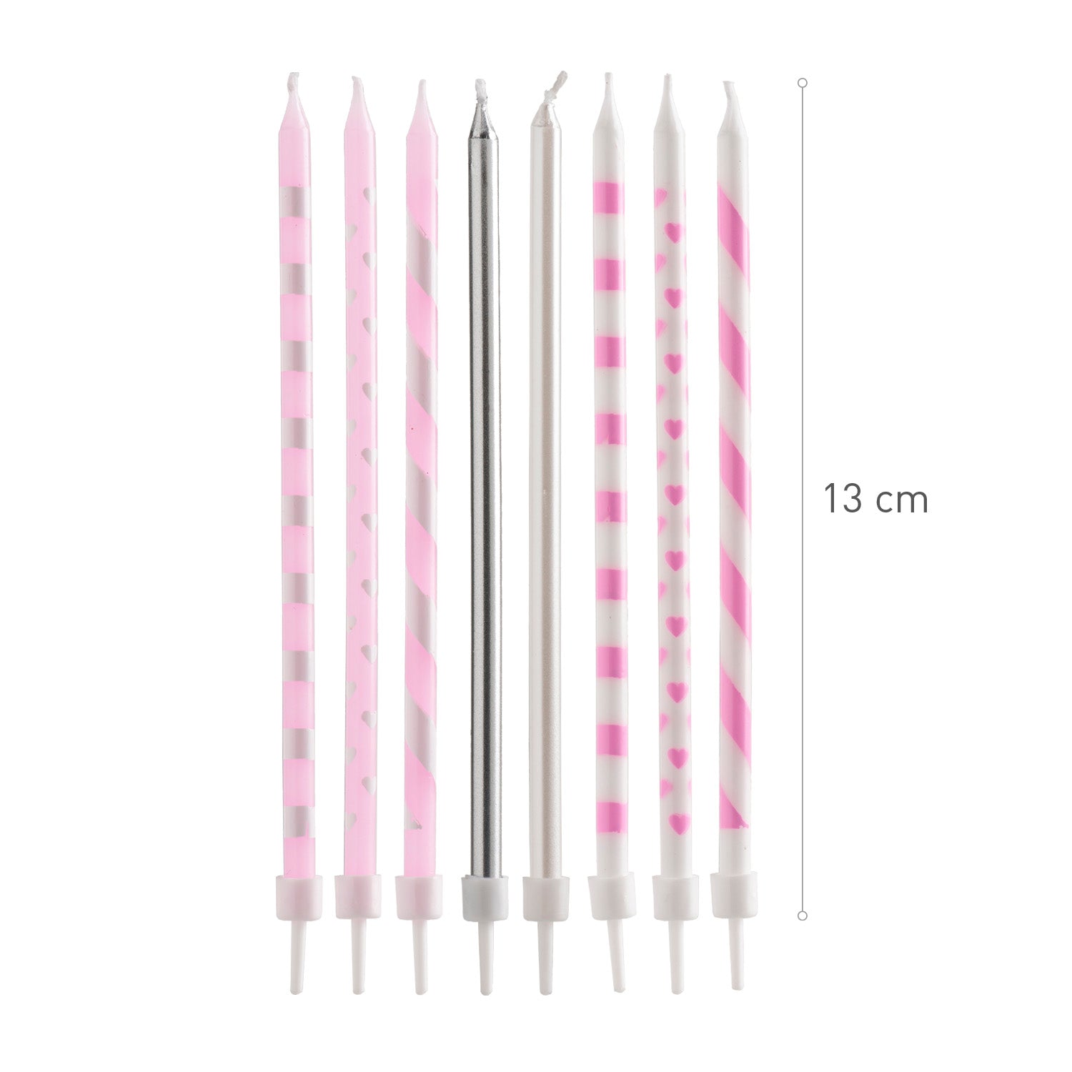 BOUGIES D'ANNIVERSAIRE ROSE MIX 13CM