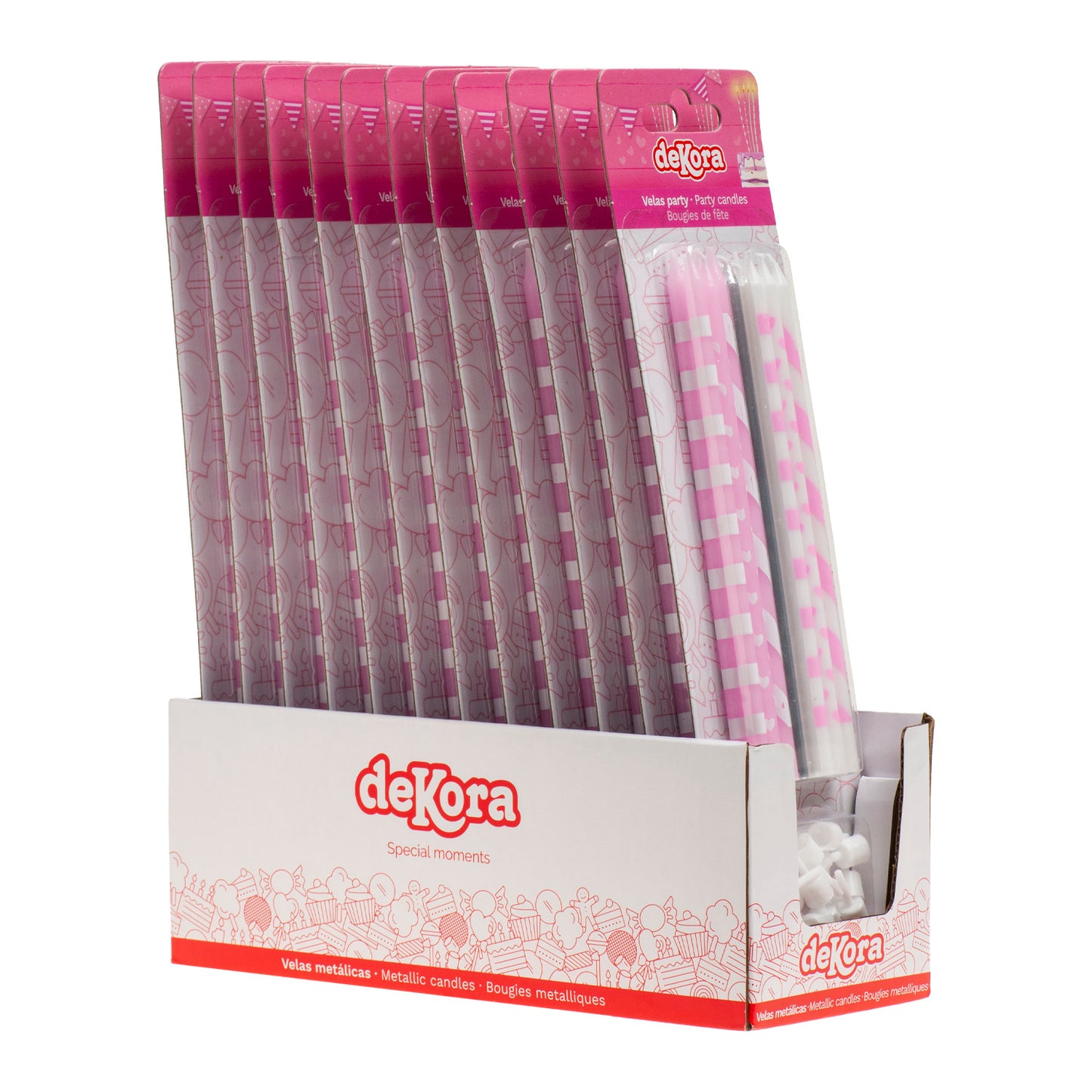 VELAS DE ANIVERSÁRIO MIX ROSA 13CM