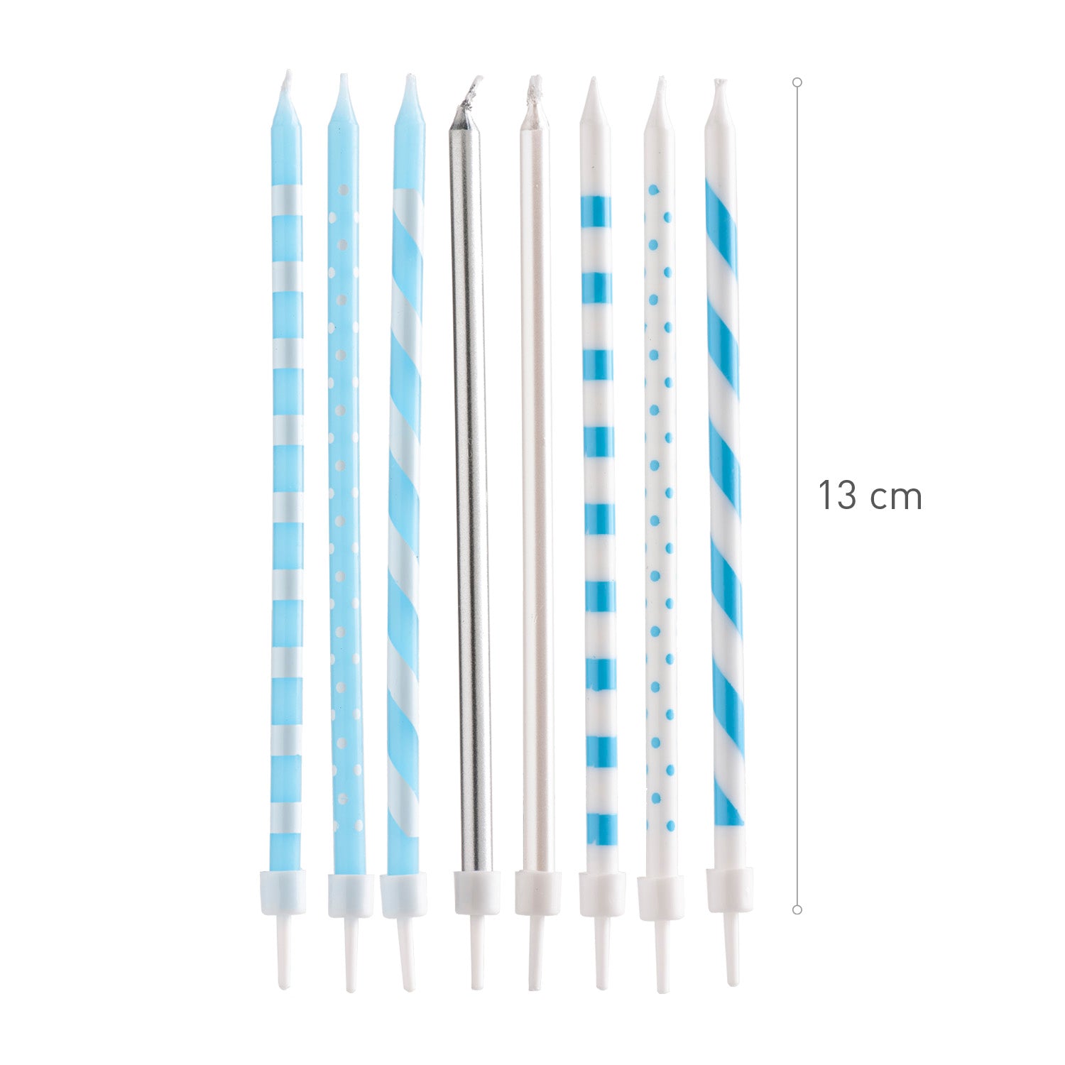 BOUGIES D'ANNIVERSAIRE BLEU MIX 13CM