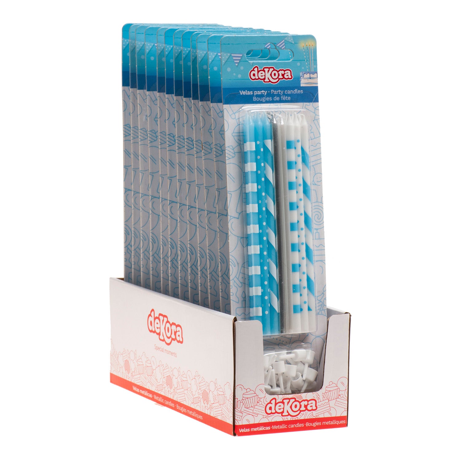 BOUGIES D'ANNIVERSAIRE BLEU MIX 13CM
