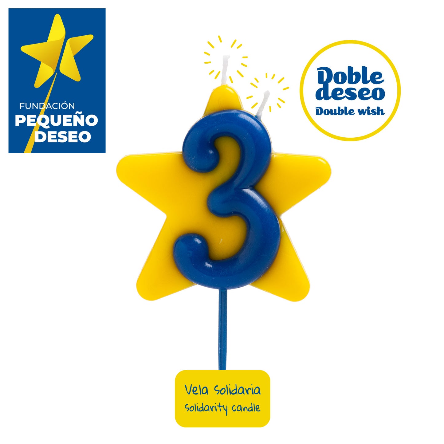VELA ANIVERSÁRIO SOLIDÁRIA ESTRELA DESEJO DUPLO | Nº3