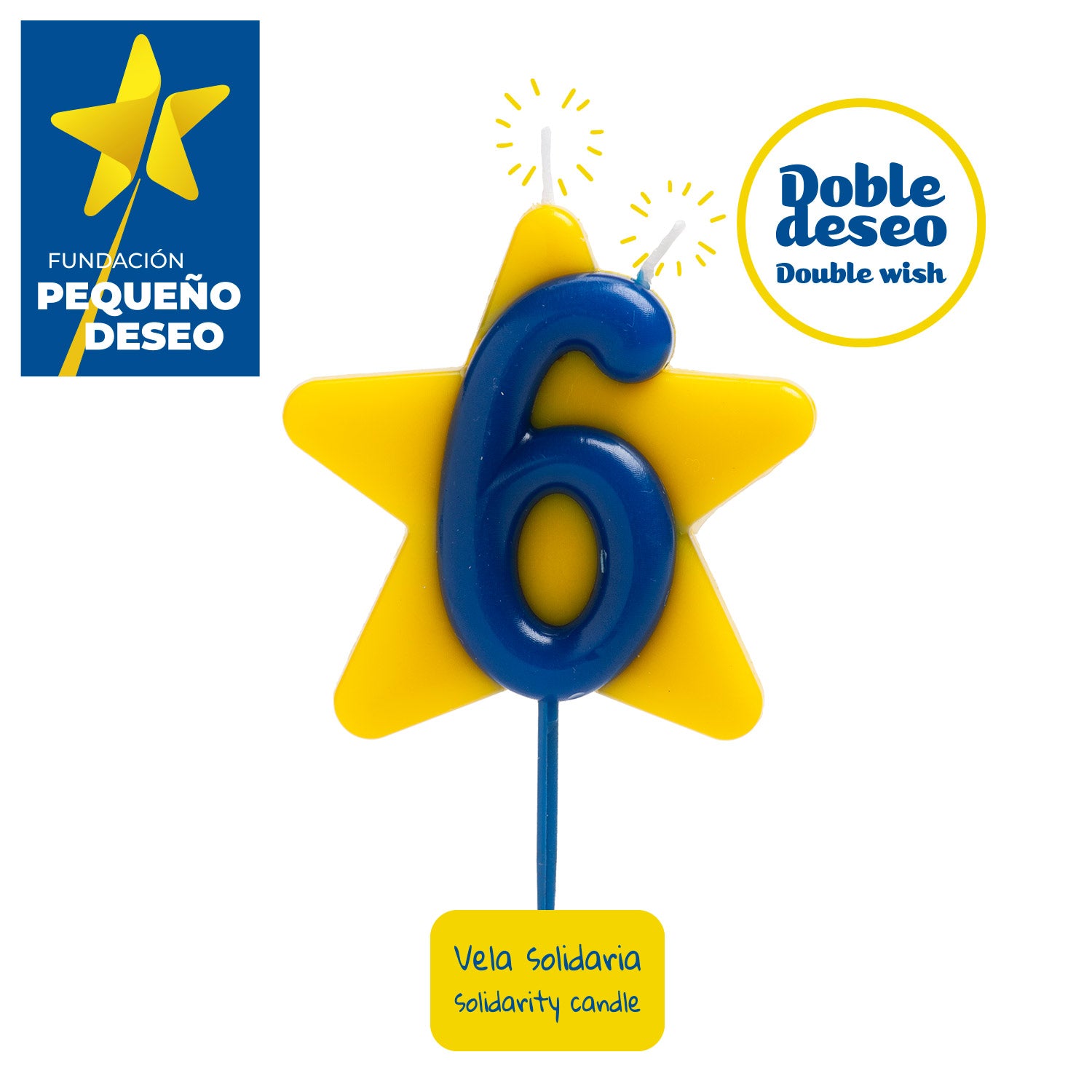 VELA ANIVERSÁRIO SOLIDÁRIA ESTRELA DESEJO DUPLO | Nº6