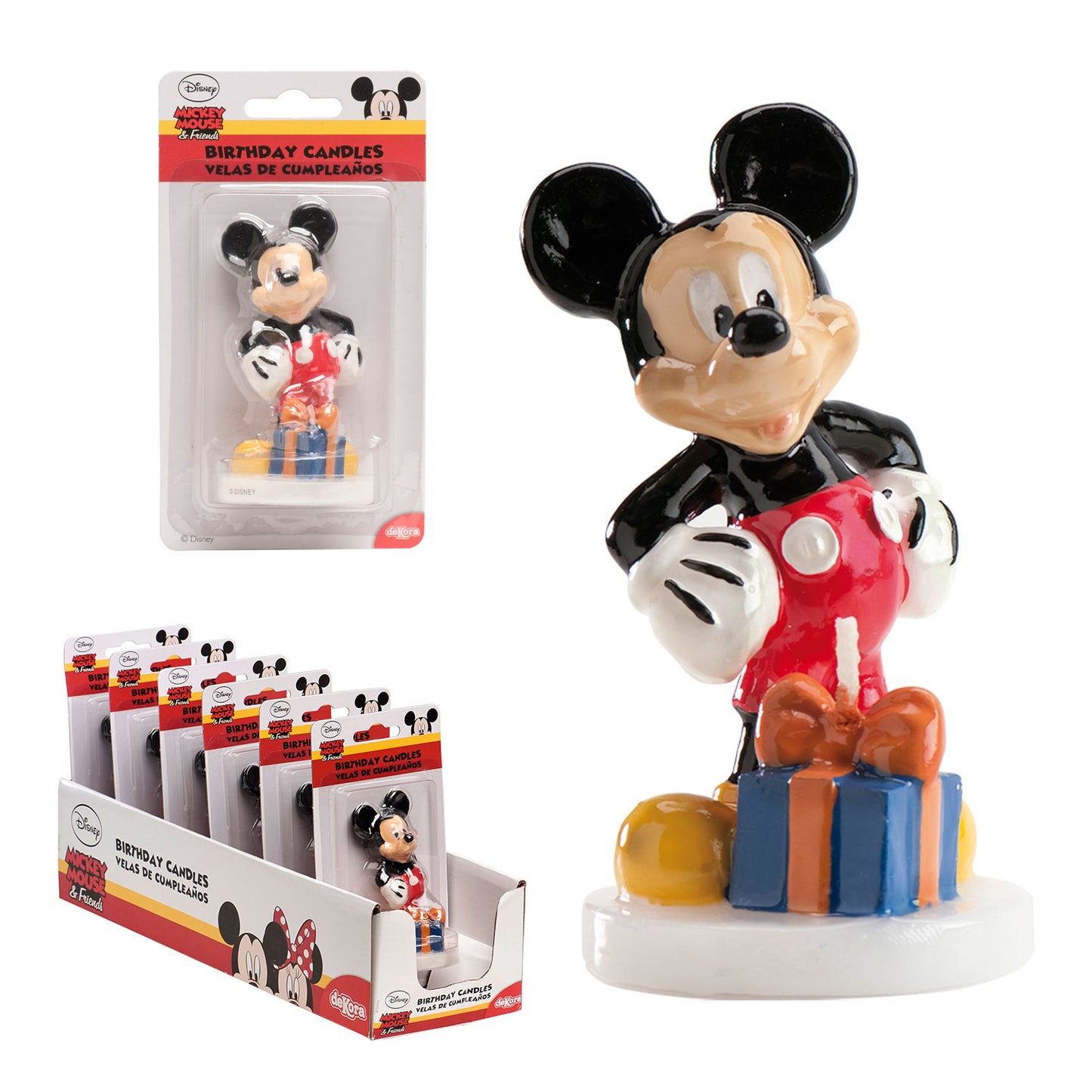 DISPLAY 6 VELAS 3D ANIVERSÁRIO MICKEY MOUSE 8CM