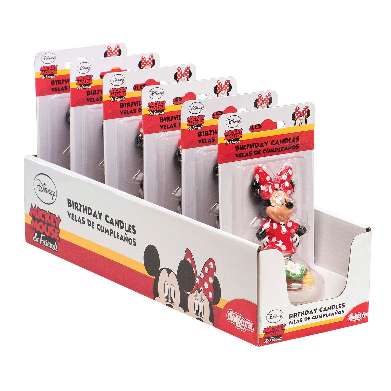 DISPLAY 6 VELAS 3D ANIVERSÁRIO MINNIE 8CM