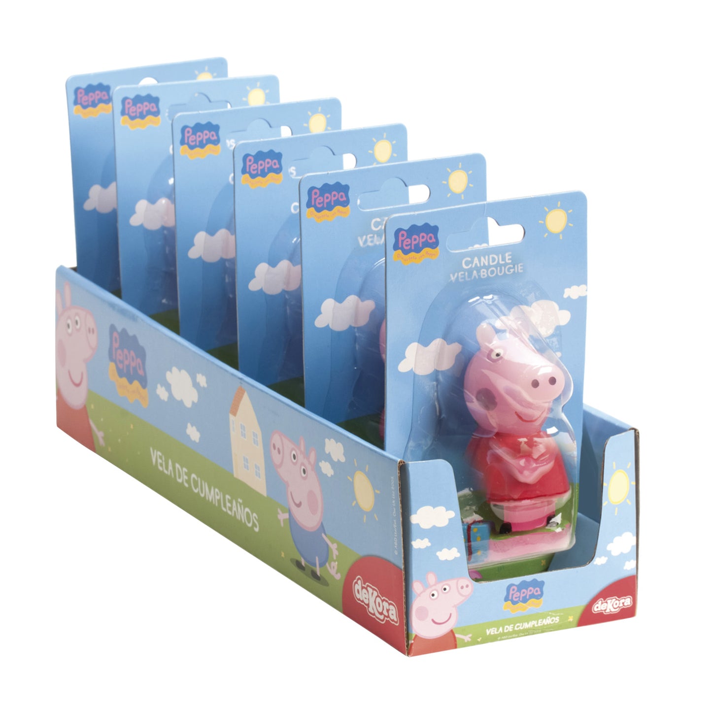 DISPLAY 6 VELAS 3D PEPPA PIG 7,5CM