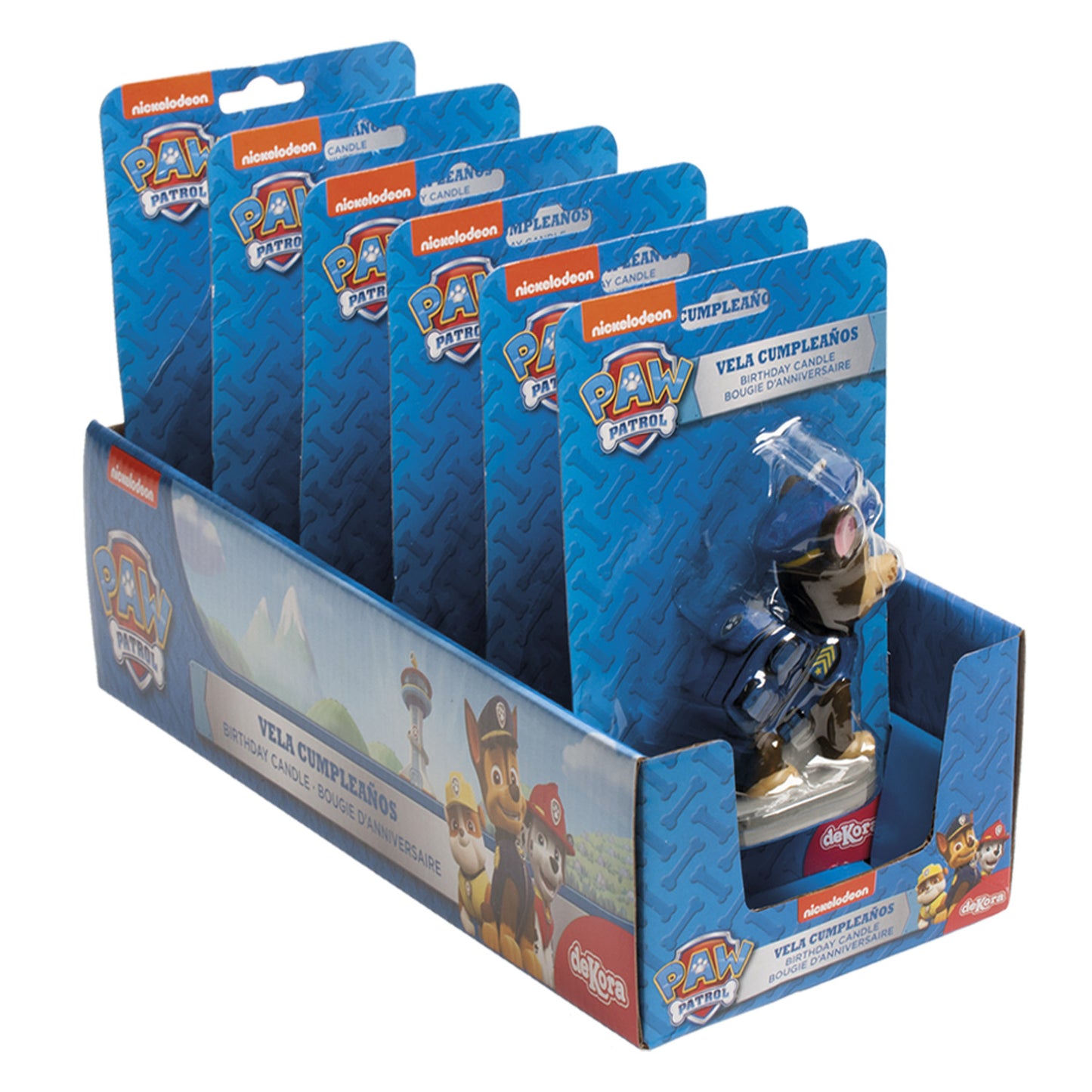 DISPLAY 6 VELAS 3D PAW PATROL CHASE 7 CM