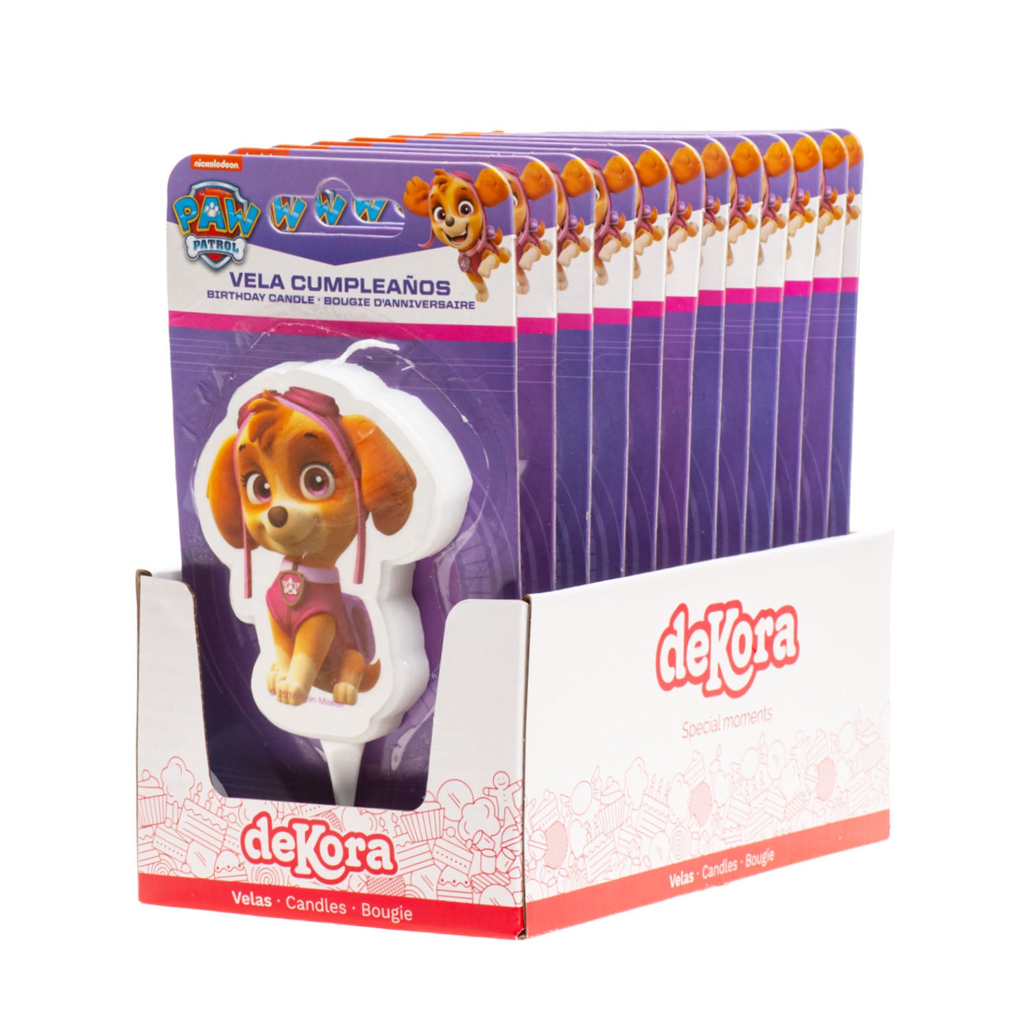 DISPLAY 12 CANDLES 2D PAW PATROL SKYE 7,5CM