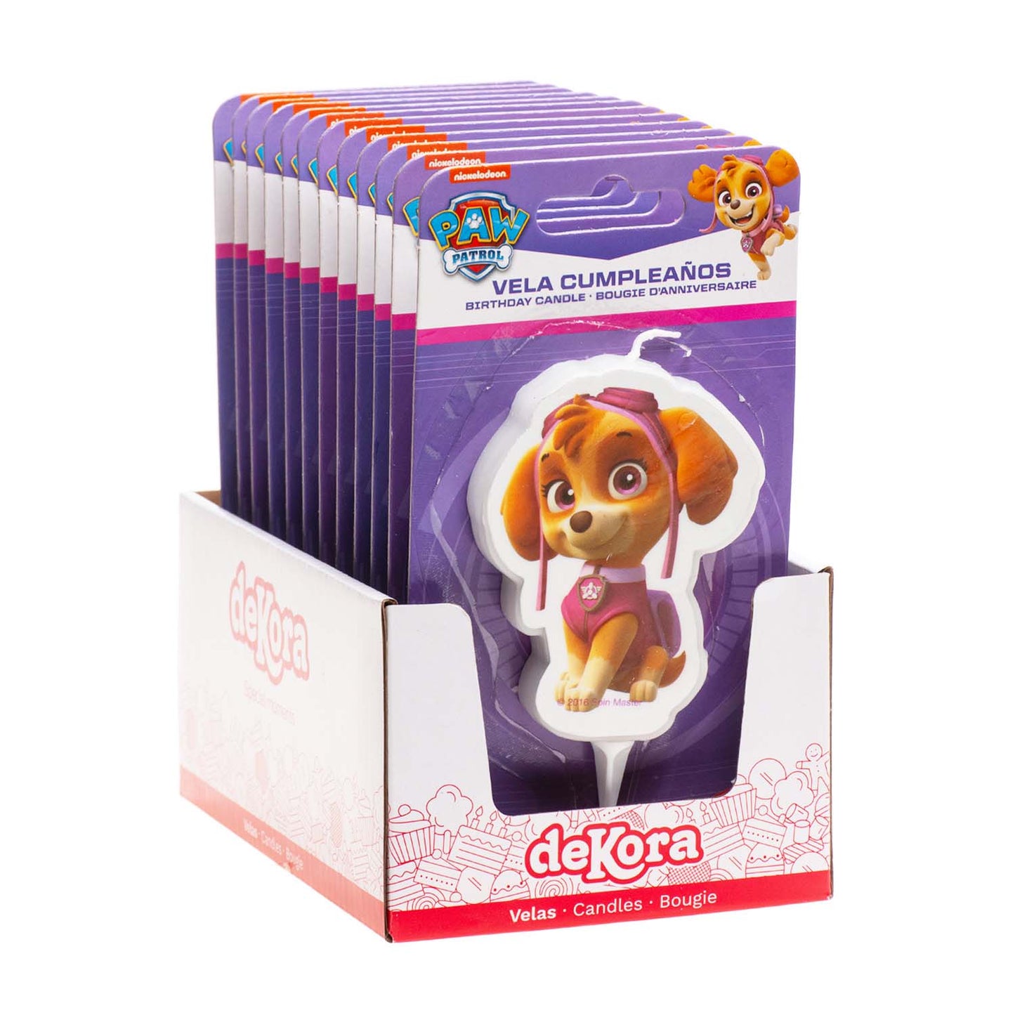 DISPLAY 12 CANDLES 2D PAW PATROL SKYE 7,5CM