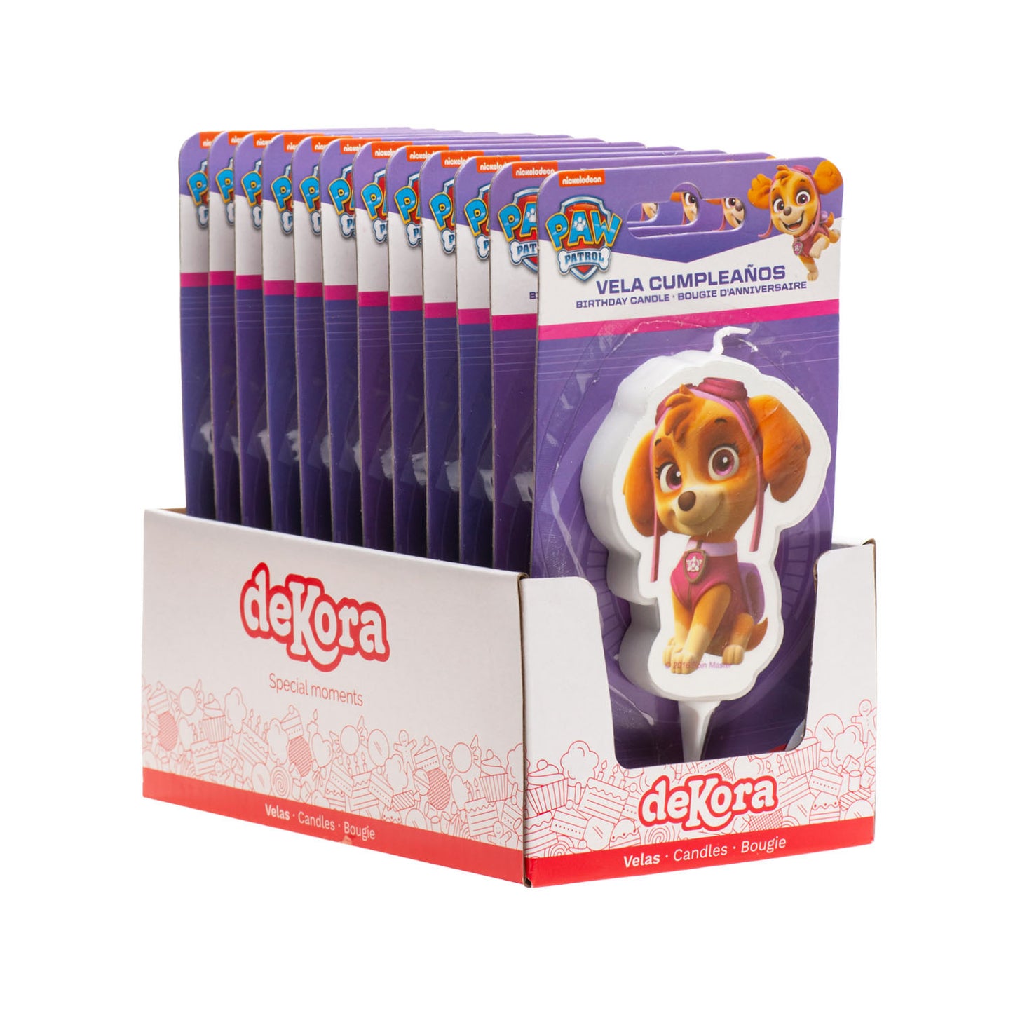 DISPLAY 12 CANDLES 2D PAW PATROL SKYE 7,5CM