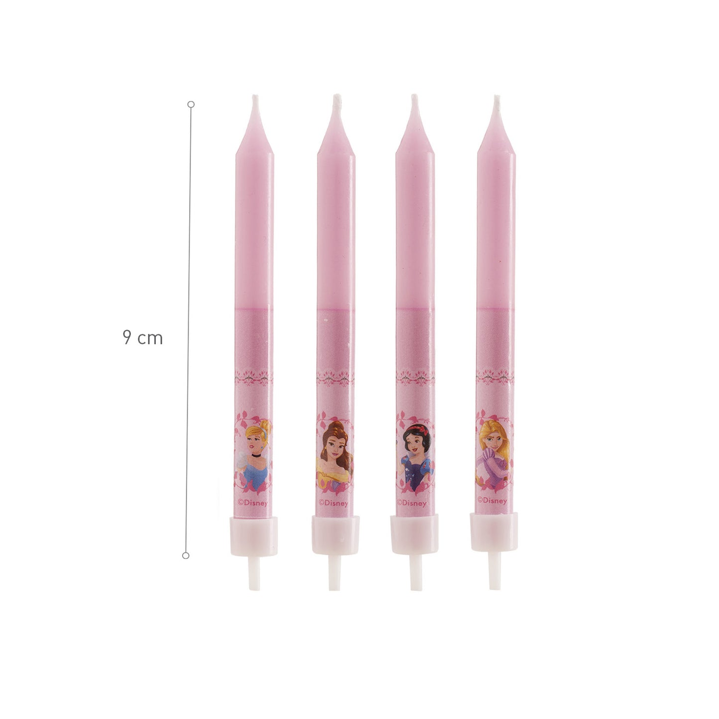 DISPLAY 12 BLISTER 8 VELAS PALILLO CUMPLEAÑOS PRINCESAS 9CM