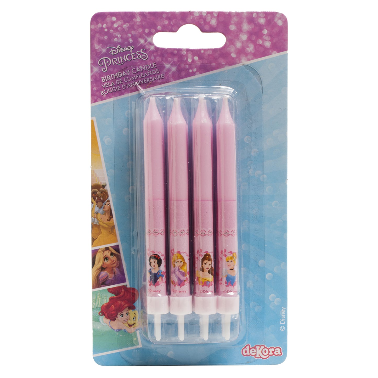 DISPLAY 12 BLISTER 8 VELAS PALILLO CUMPLEAÑOS PRINCESAS 9CM