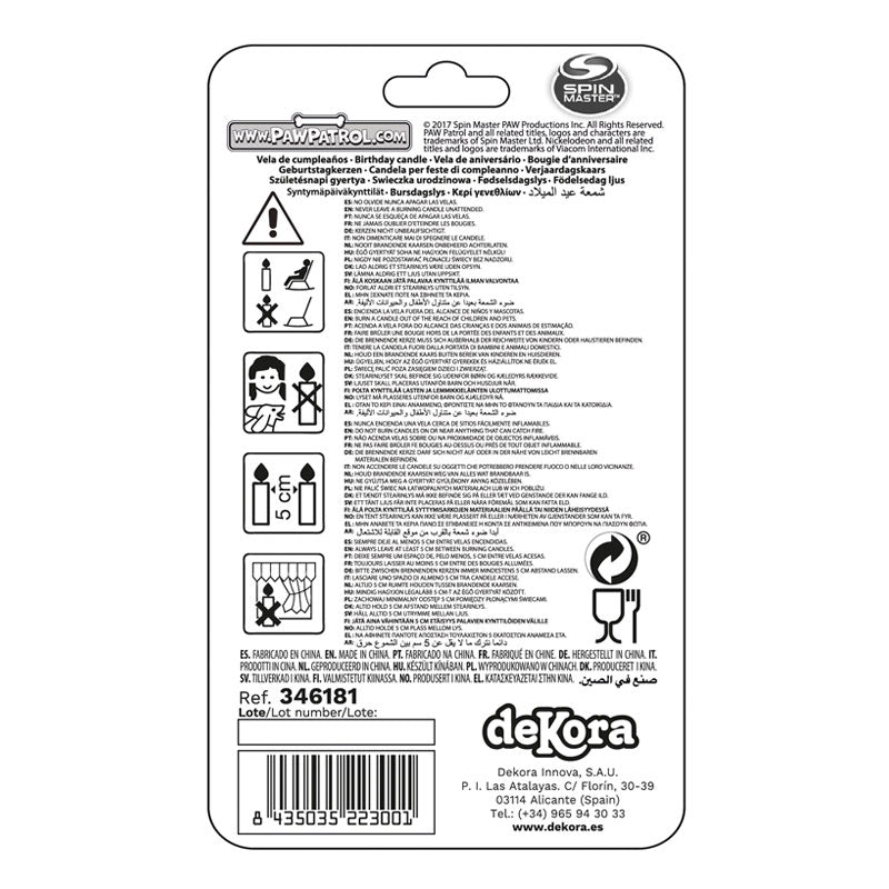 VELA ANIVERSÁRIO 3D SKYE PATRULHA PATA 7CM