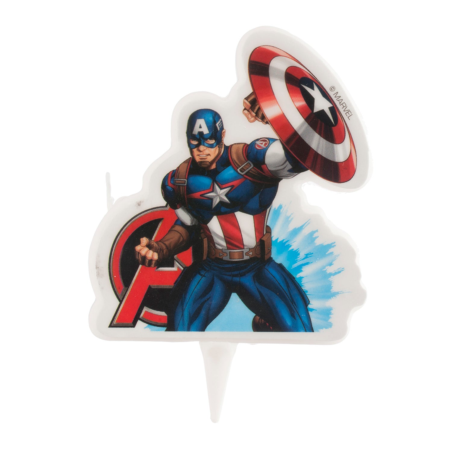 DISPLAY 12 VELAS ANIVÉRSARIO 2D "AVENGERS" CAPITÁN AMÉRICA 7,5 CM