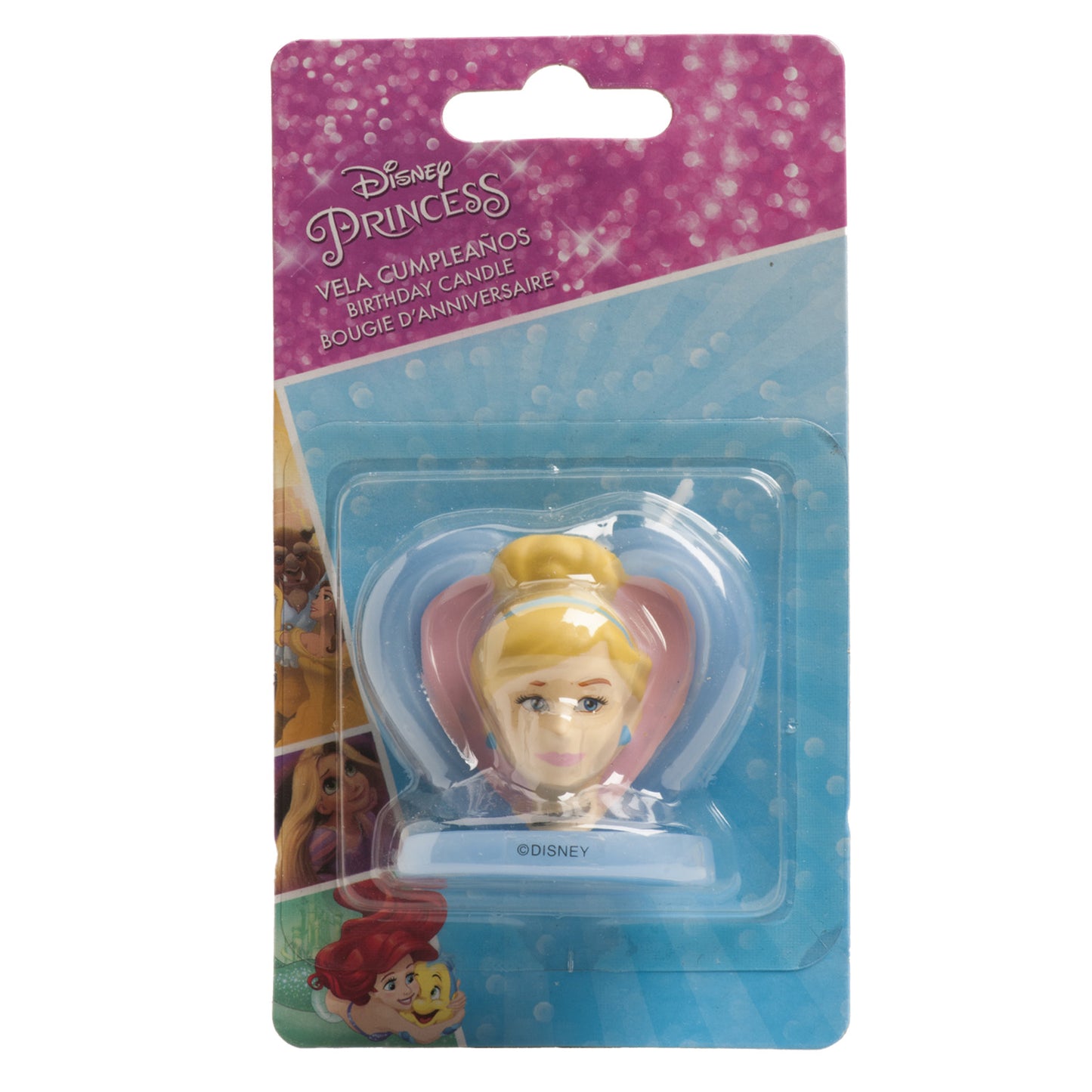 DISPLAY 8 CINDERELLA HEART 3D BIRTHDAY CANDLES 5,5 CM