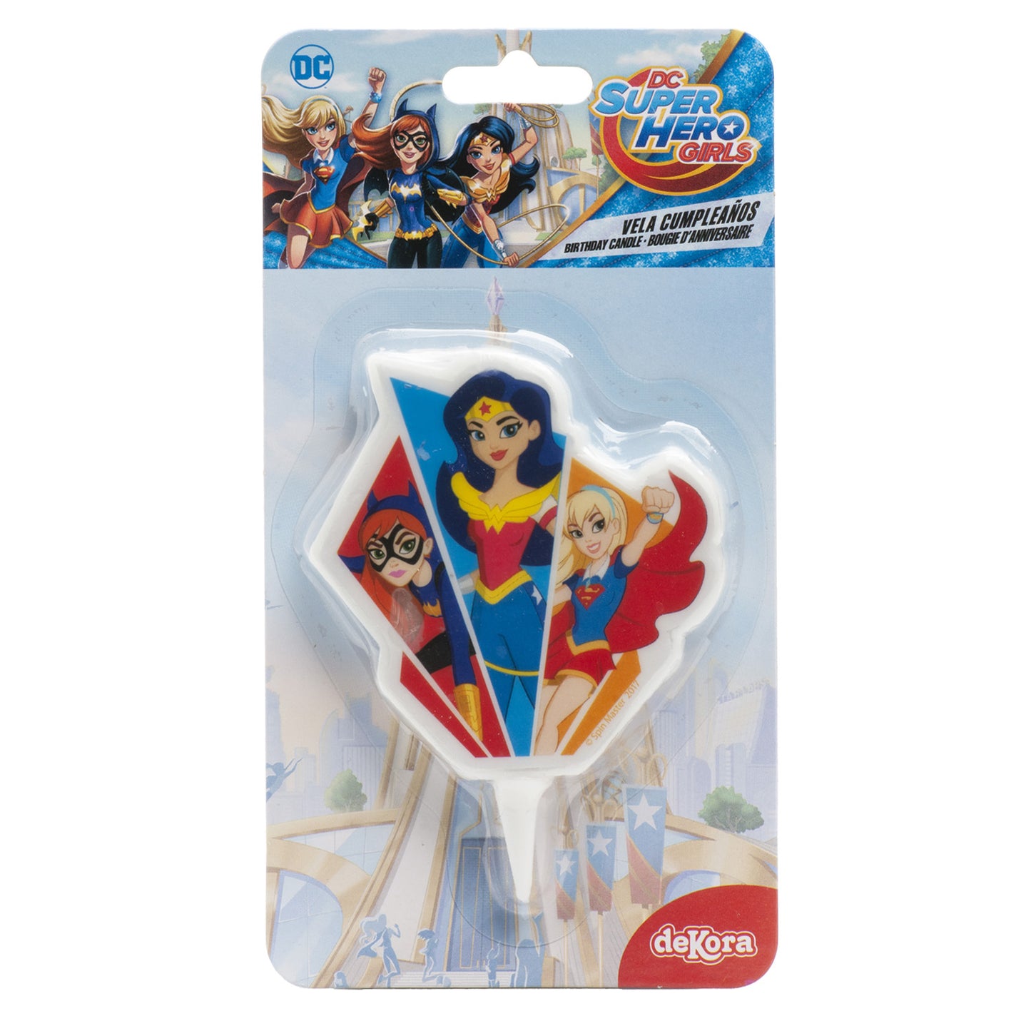 EXPOSITOR 12 VELAS 2D SUPER HERO GIRLS 7,5 CM
